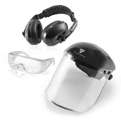 STAHLWERK Arbeitsschutzbrille Arbeitsschutz-Set AS-1, mit Gehörschutz Schutzbrille und Gesichtsschutzschild
