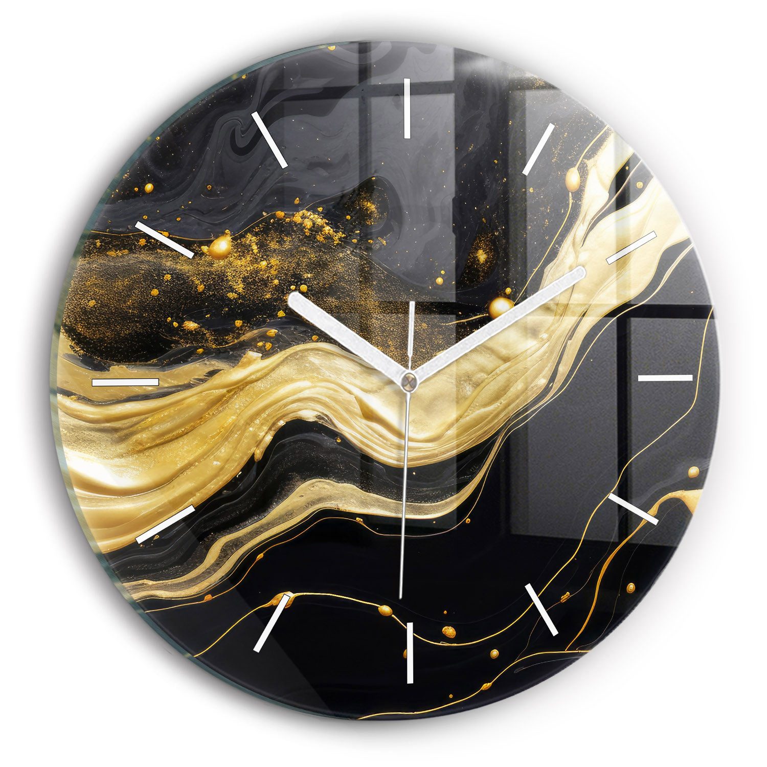 Tulup Wanduhr Moderne Glasuhr Goldene Marmor-Uhr aus Gehärtetem Glas Elegan günstig online kaufen