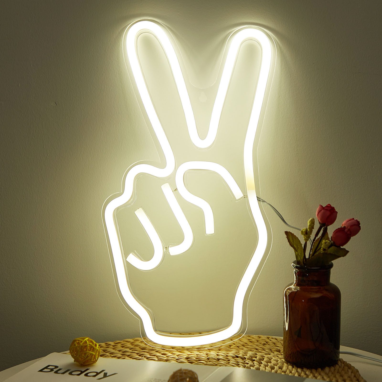 JIBENNEON LED Dekolicht Acryl LED-Neonschil Neon Sign USB Schalter Gaming Wandleuchte, Weiß Yeah, LED fest integriert, für Zimmer Gaming Room Spielzimmer Schlafzimmer