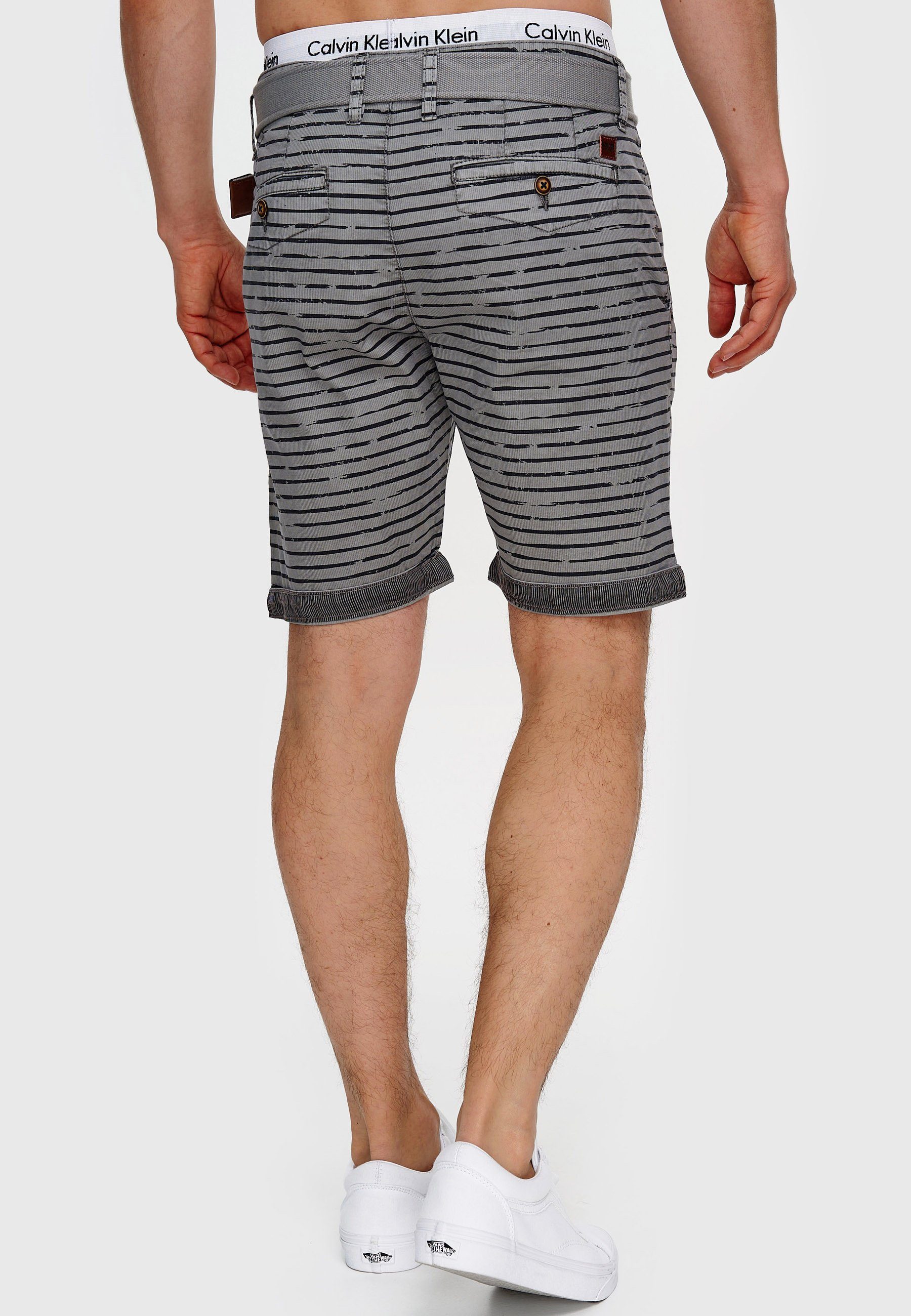 Indicode Chinoshorts Herren Arroyo Chino Shorts Herrenshorts mit auffälligem Streifenmuster