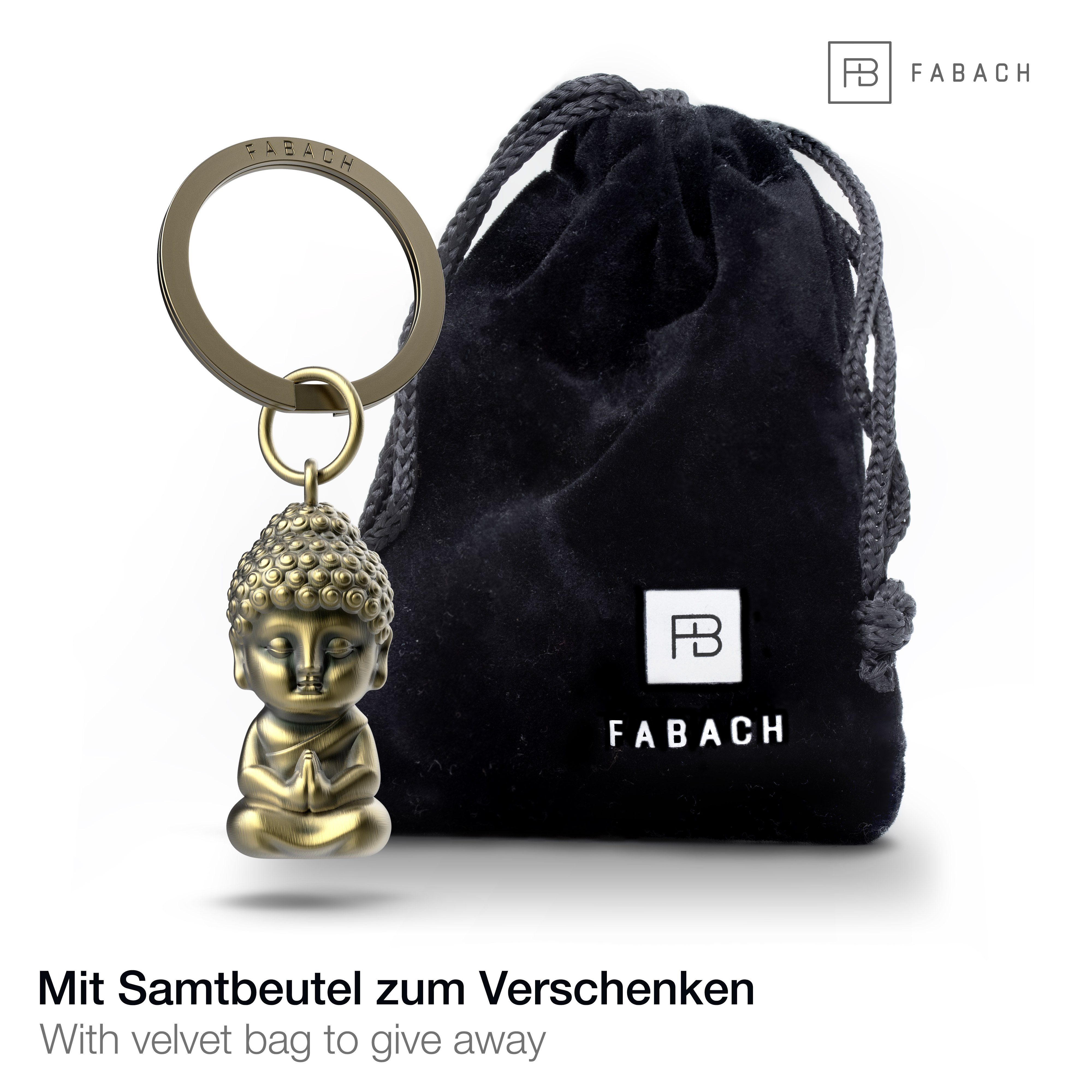 FABACH Schlüsselanhänger Buddha aus Metall - Karma Anhänger - Mini-Buddha Glücksbringer