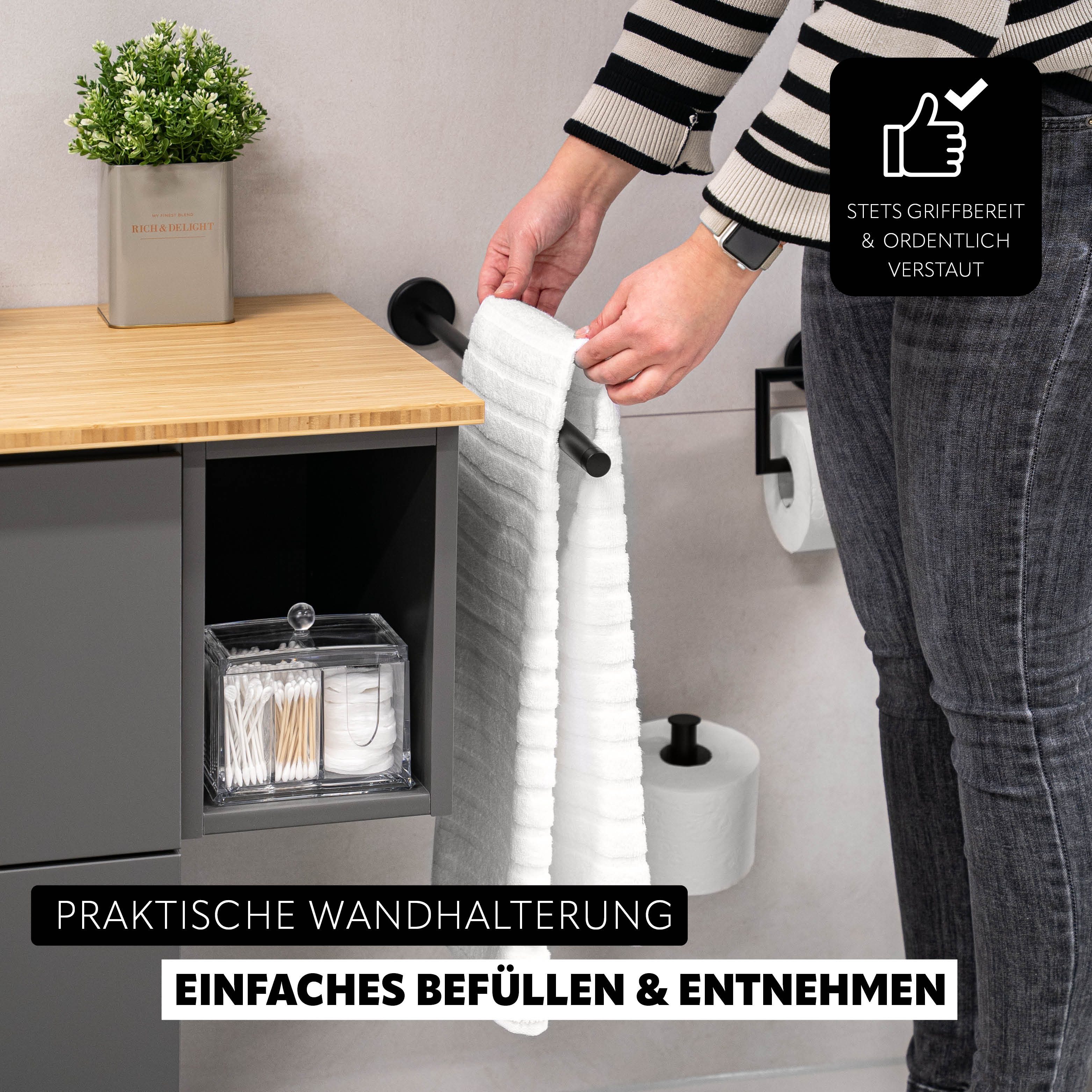 bremermann Teleskop-Handtuchhalter Bad-Serie PIAZZA BLACK - aus Edelstahl matt schwarz