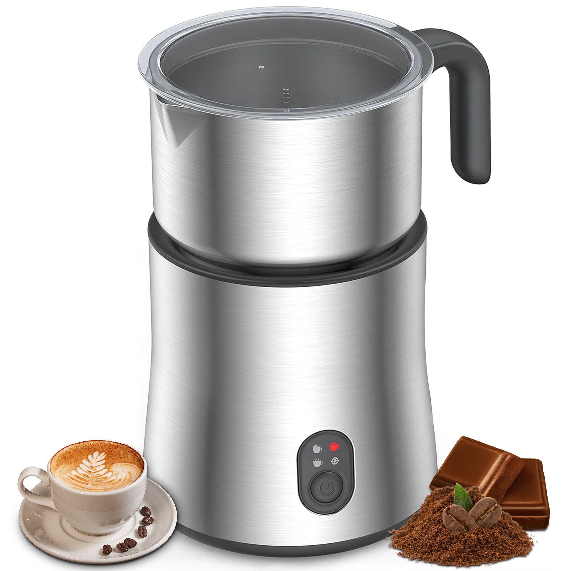 BEKOMIYA Milchaufschäumer Milchaufschäumer Elektrisch, 4 in 1Automatischer Milchschäumer, 550,00 W, für heißer Schokoladen, Heißer/Kalter Milchschaum, Warme Milch