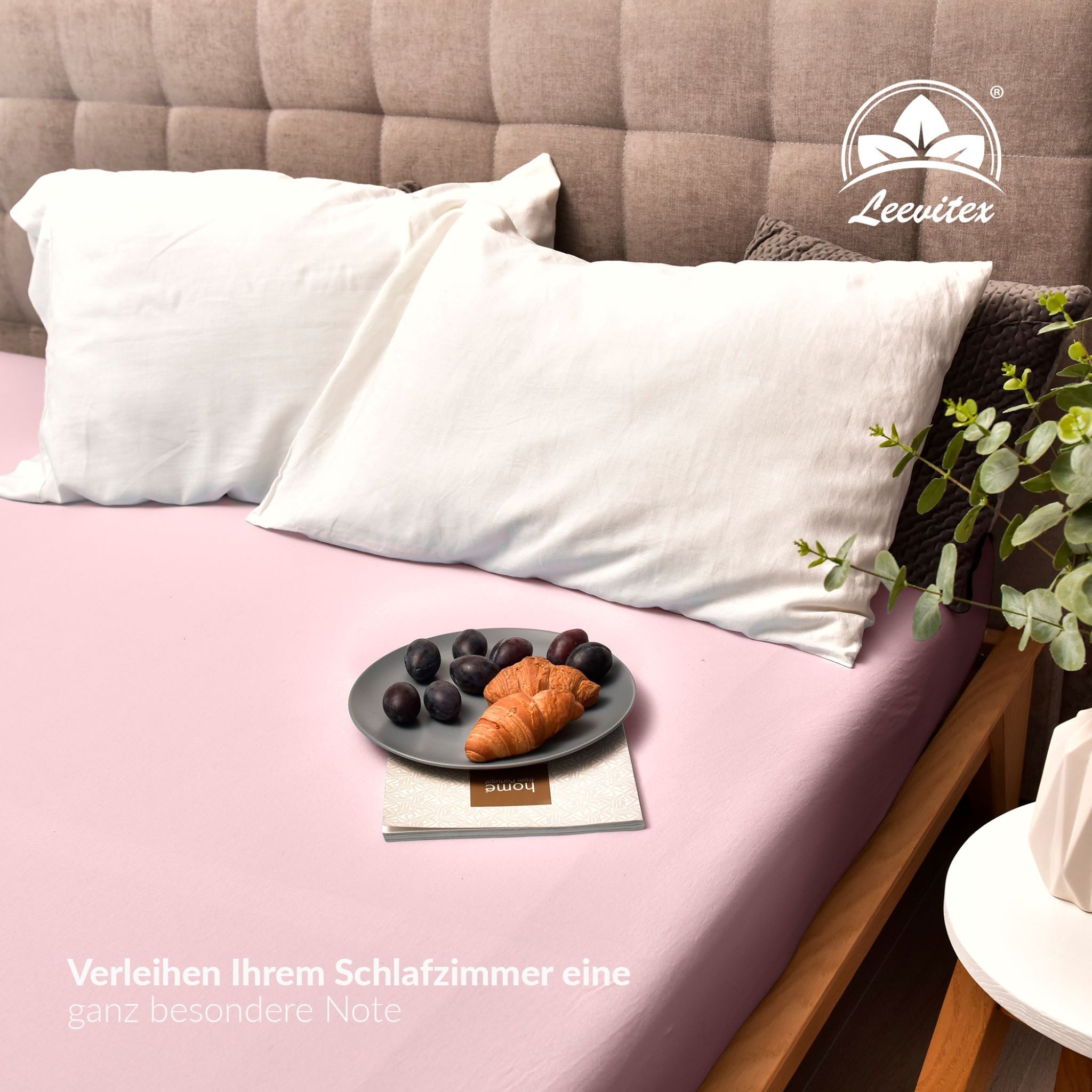 leevitex® Spannbettlaken 180x200 - 200x220 cm, 40 cm Steghöhe, Stoffdicke 150 g/m², Jersey, Gummizug: rundum, (1 Stück), verschiedene Farben, OEKO-TEX® STANDARD – Bild 5 von 5