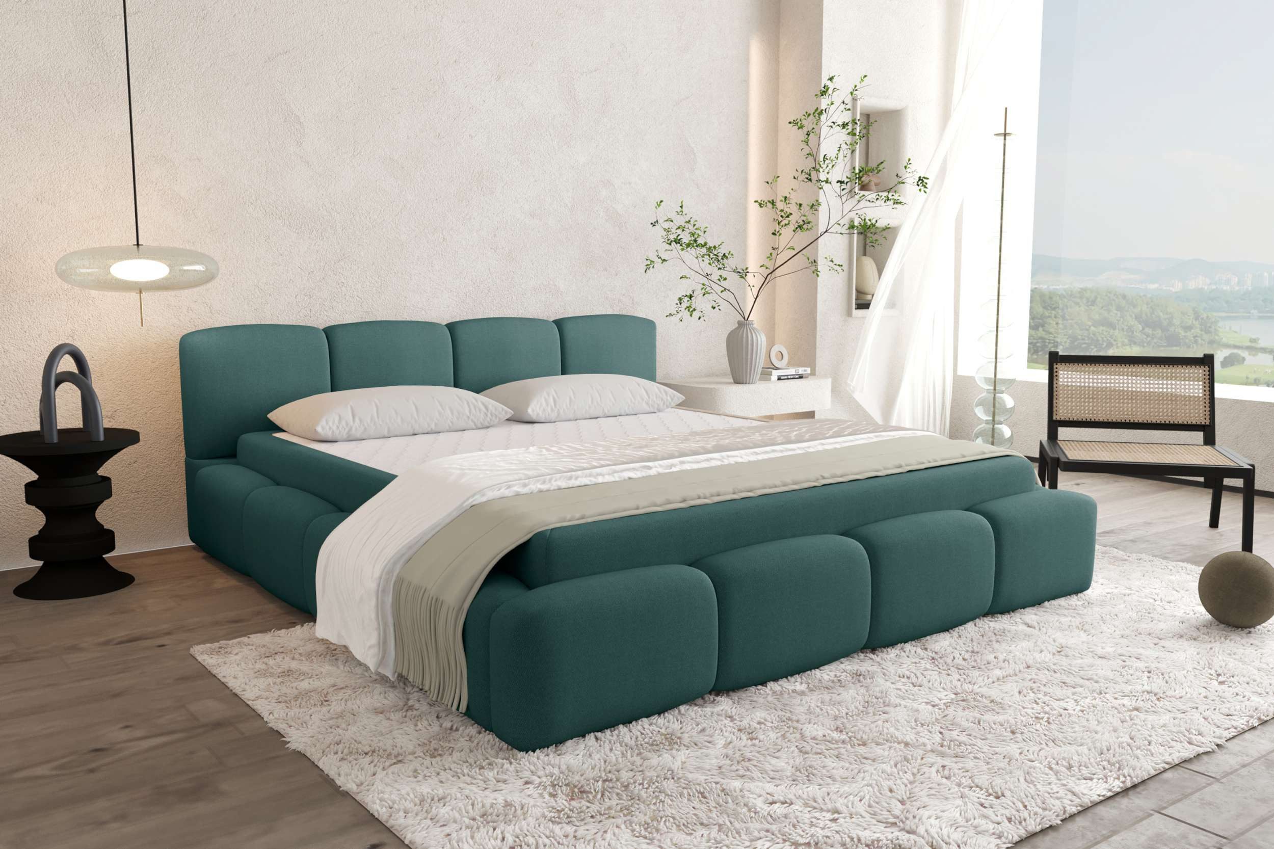 99rooms Polsterbett Livia (Schlafzimmerbett, Polsterbett), 120–200x200 cm, Velours VINCI, mit Lattenrost & Bettkasten