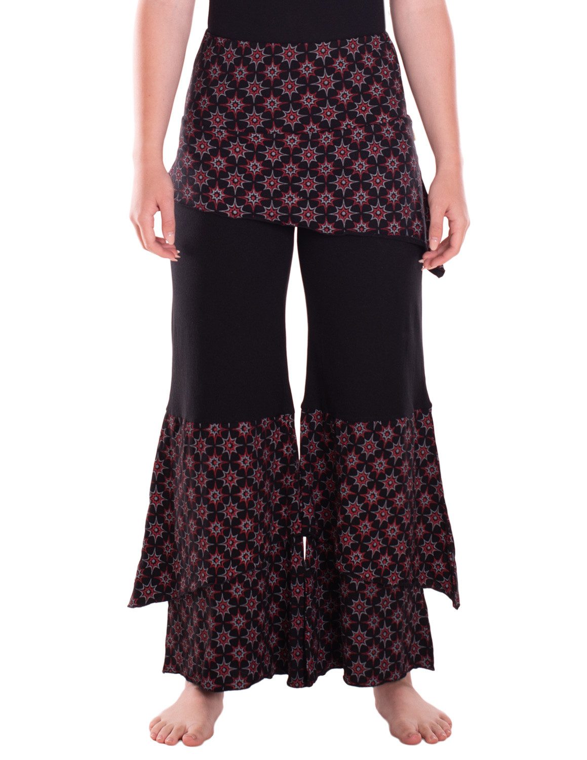 Vishes Jerseyhose Schlaghose Zipfelhose Hippie Hose Sommerhose aus Jersey bedruckt Alternative Mode, Ethno, Hippie, Goa Style