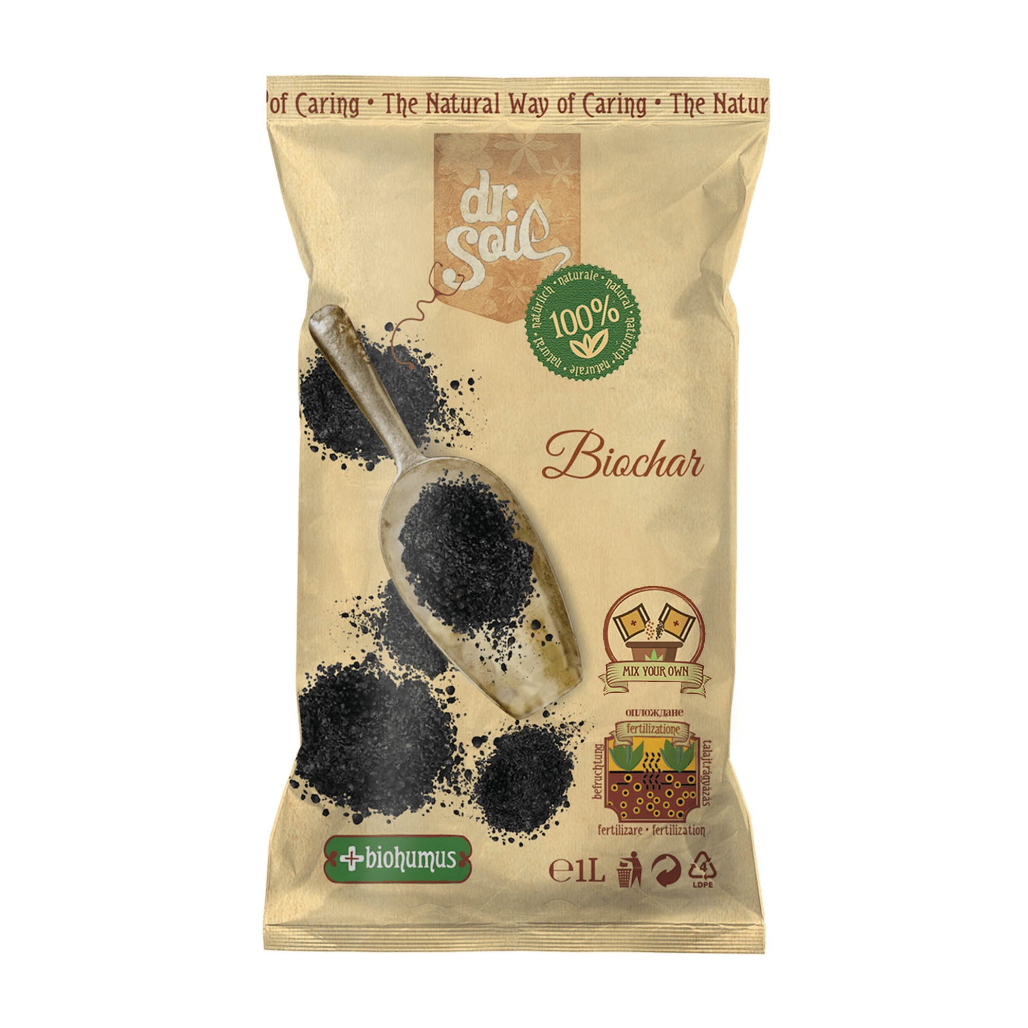 dr. Soil Pflanzerde Biochar Dr.Soil, Aktivkohle für den Gartenbau im 1L Beutel