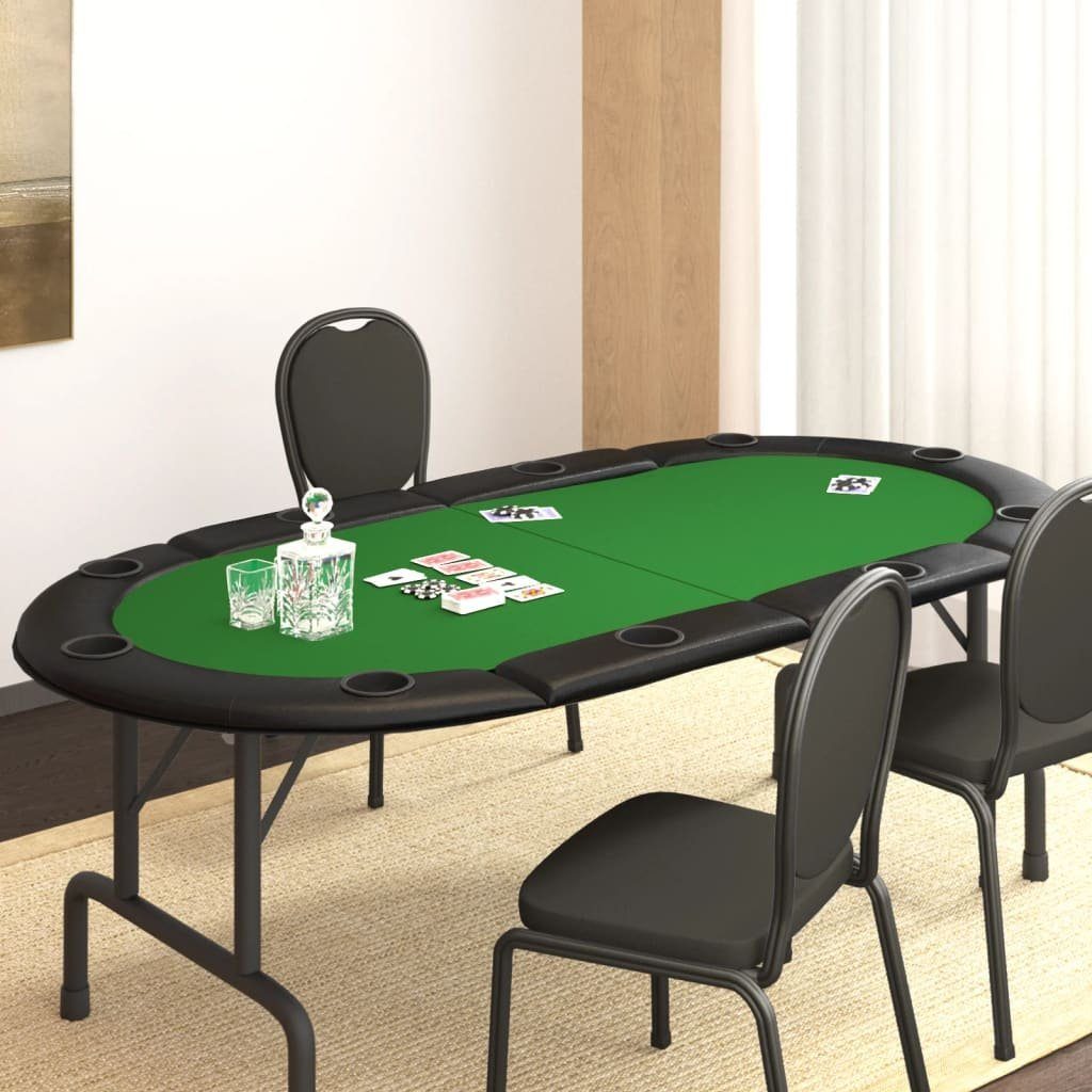vidaXL Spieltisch Poker-Tischauflage Klappbar 10 Spieler Grün 208x106x3 cm, (1-tlg) | Spieltische