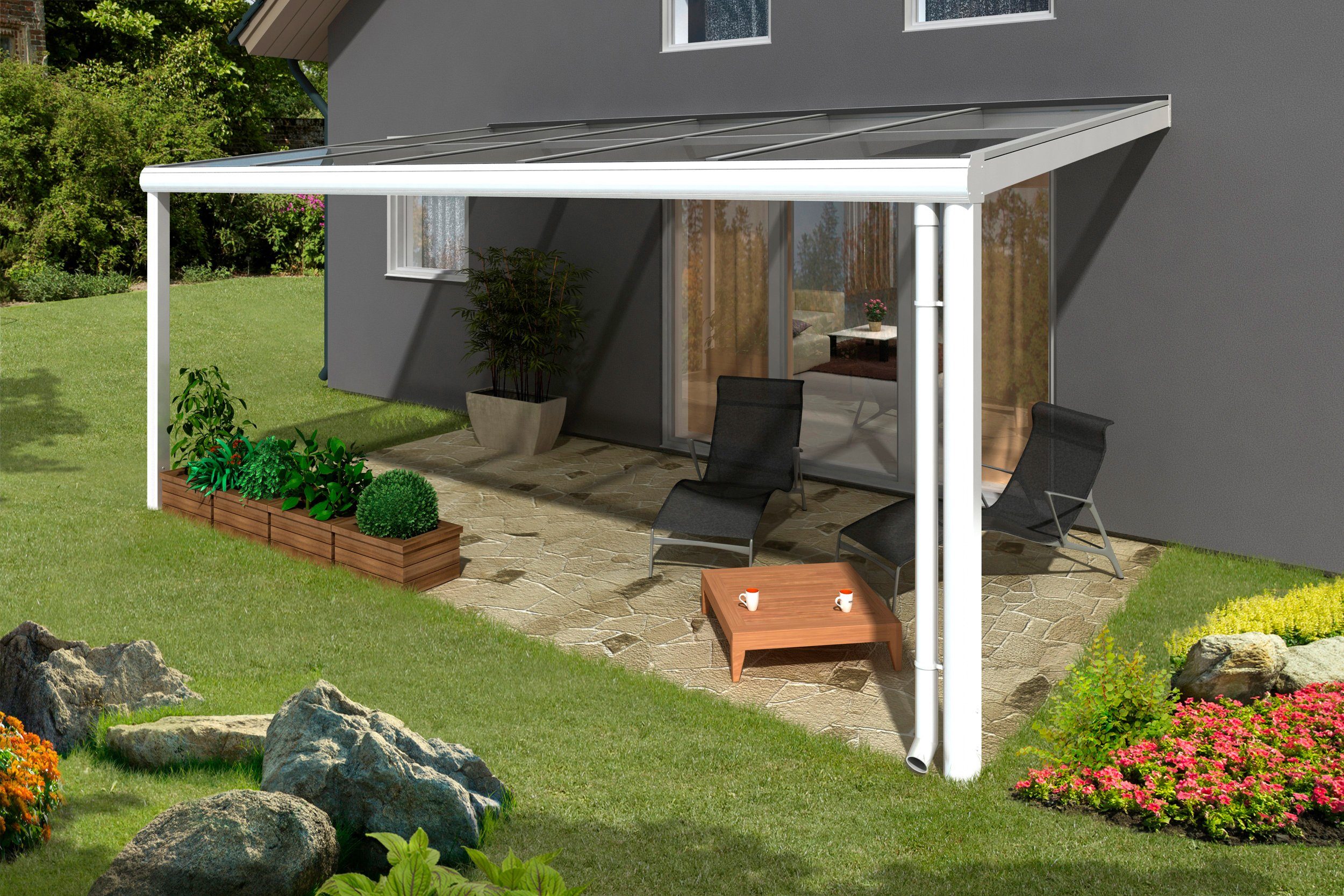 Skanholz Terrassendach Modena, BxT: 541x257 cm, 541 cm Breite, verschiedene Tiefe