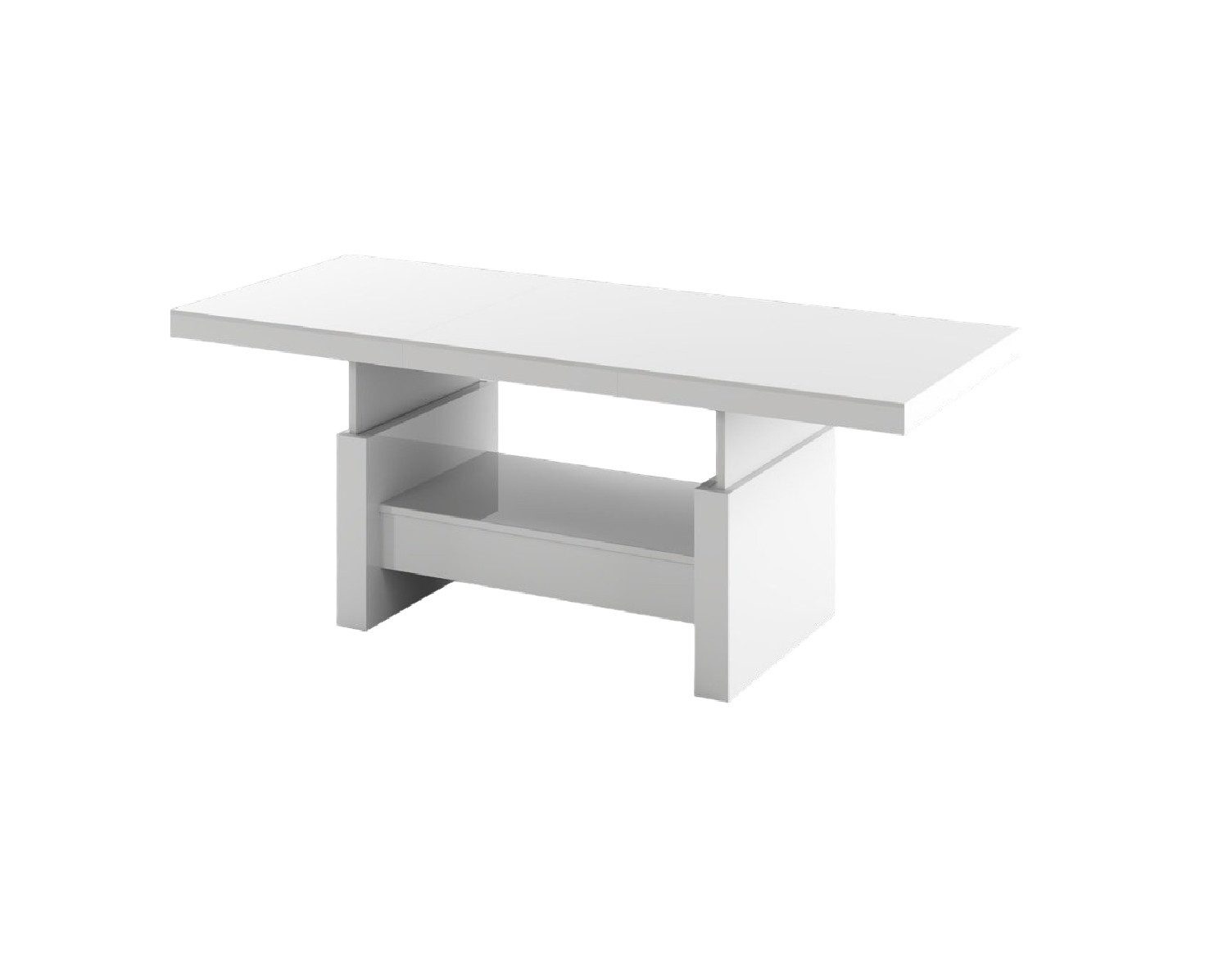 designimpex Couchtisch Aversa H-111 Weiß Hochglanz Schublade höhenverstellbar ausziehbar, Funktionstisch, Wohnzimmertisch, Tisch, Esstisch, Sofatisch, Schublade