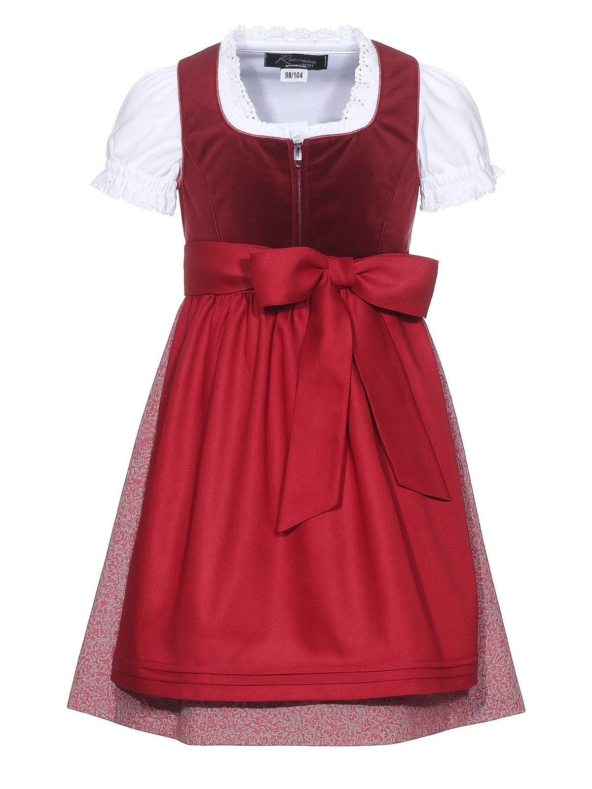 Ramona Lippert Дирндль Kinderdirndl Zoe – Festliches Samt-Dirndl rot für Mädchen