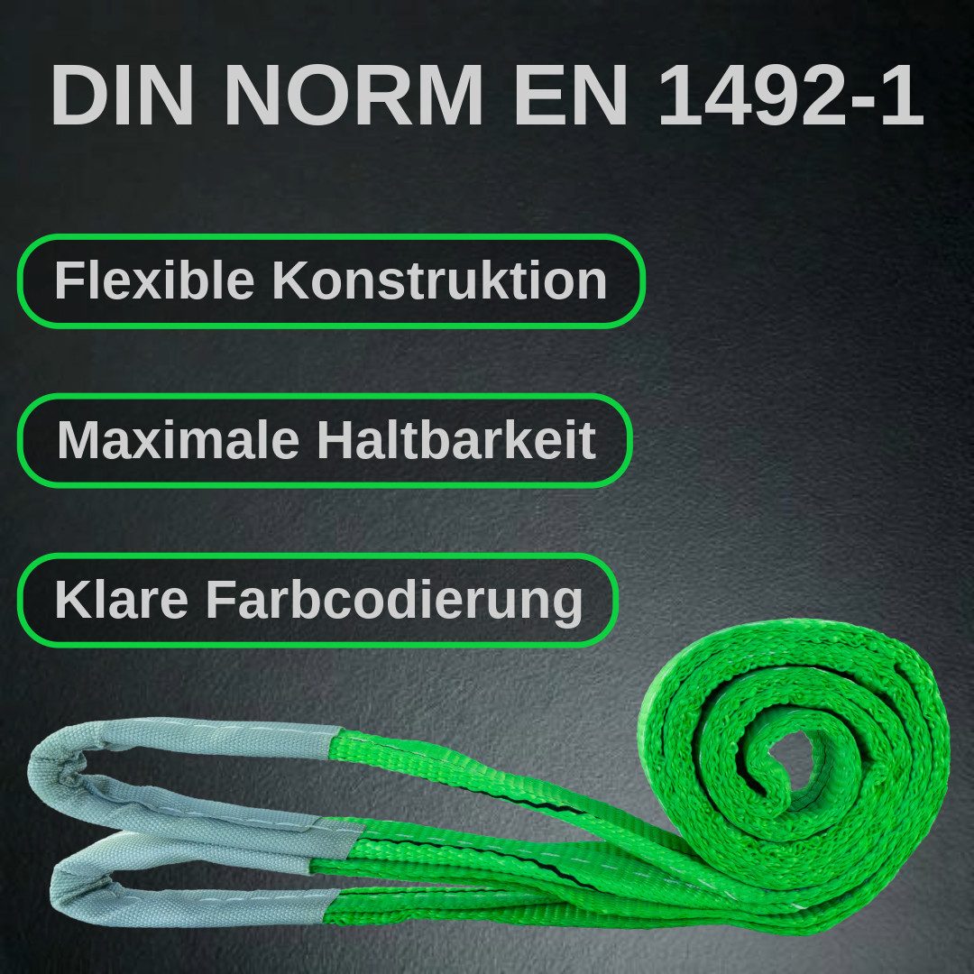 MCS CARGO SECURITY Zurrgurt Hebeschlinge, 2000kg, 2m, Hebegurt, Krangurt, grün (1-St)