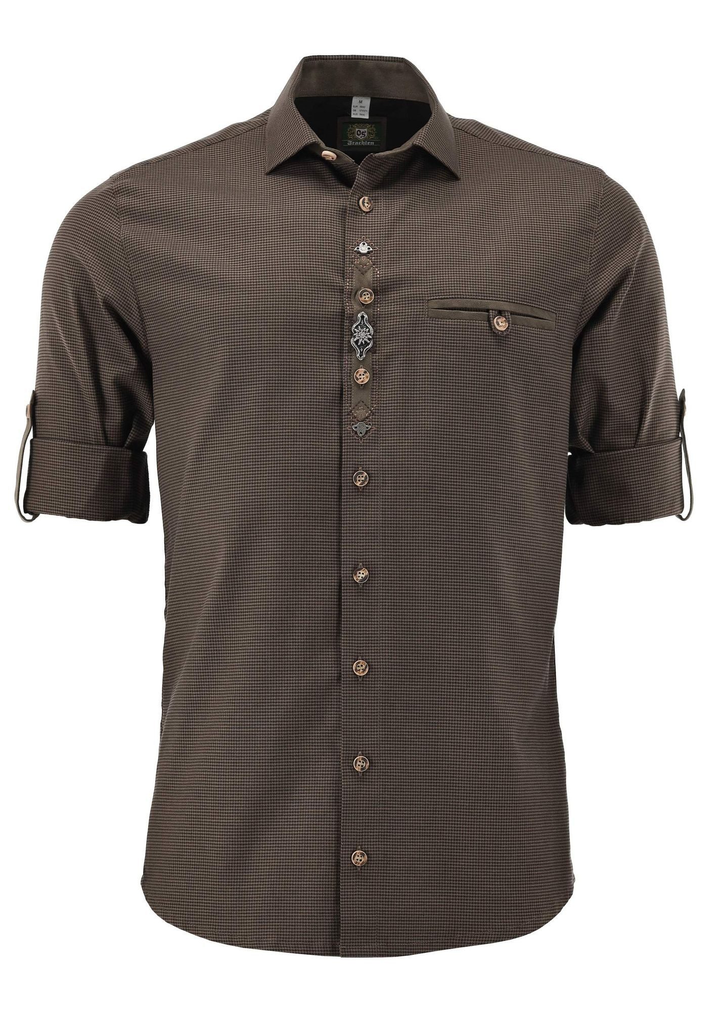 OS Trachten Trachtenhemd Awobu Regular Fit, Haifischkragen, Paspeltasche, Stick und Zierteile