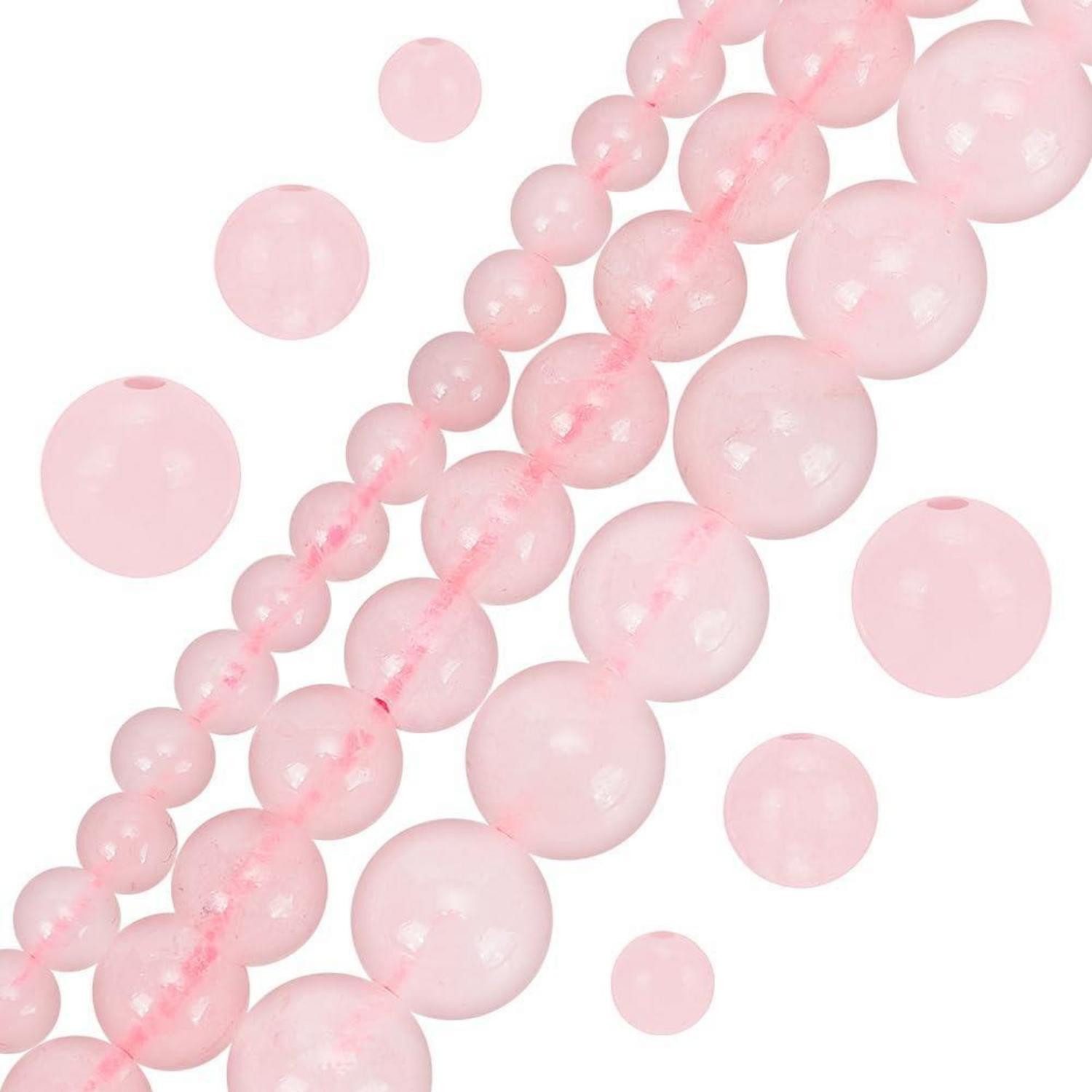 LuxusKollektion Bastelperlen Rosenquarz Perlen 4/6/8mm, (203-tlg)