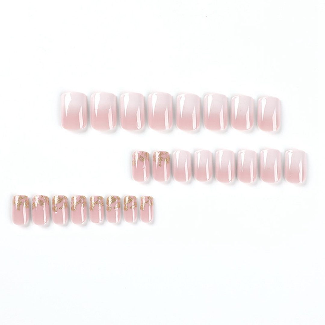 1-tlg. TUABUR Nägel, 24 tragbare Weiß, in Gold Kunstfingernägel und Kunstnägel - für Rosa