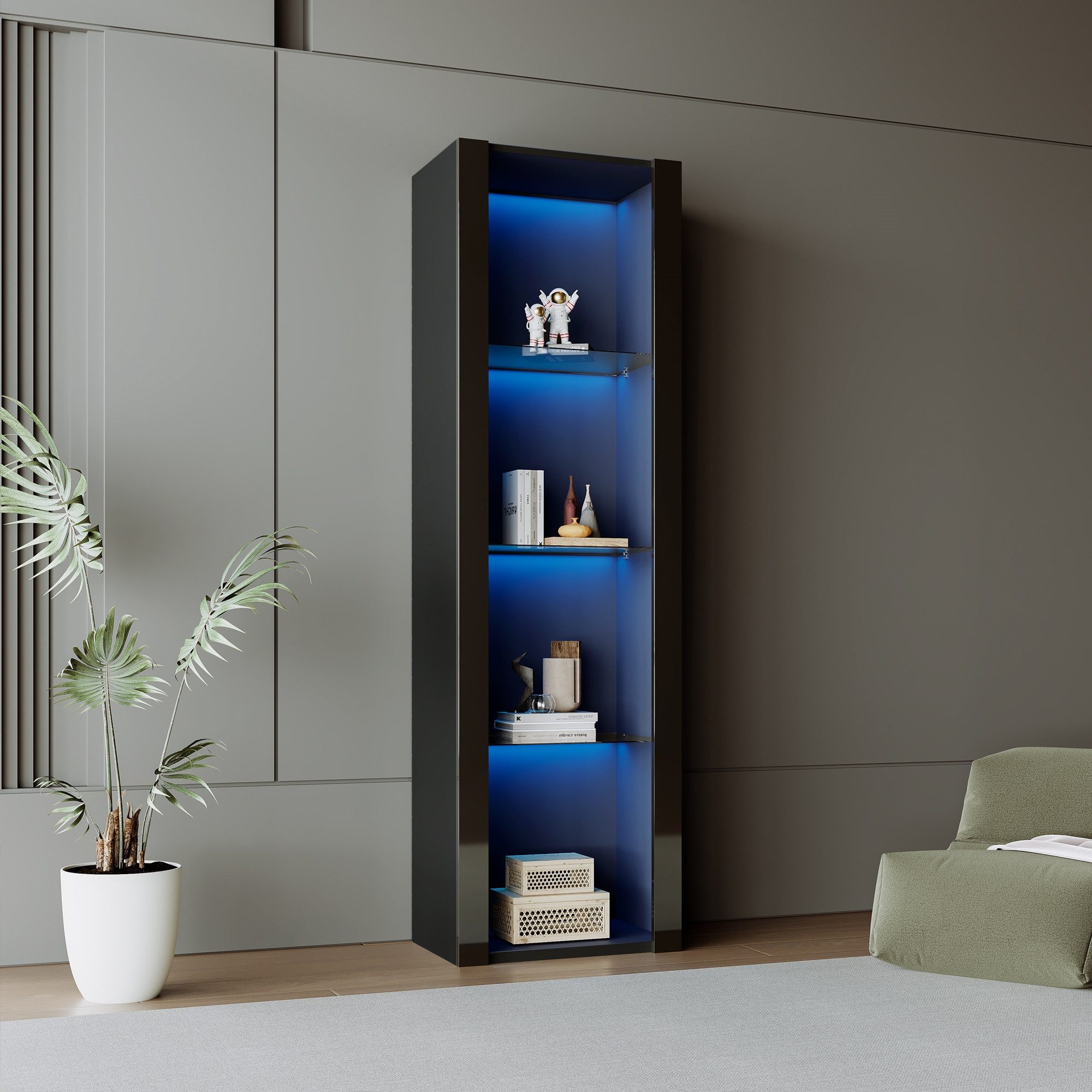 TavilaEcon Vitrine Hochglanz-Vitrinenschrank mit LED-Beleuchtung, 3 günstig online kaufen