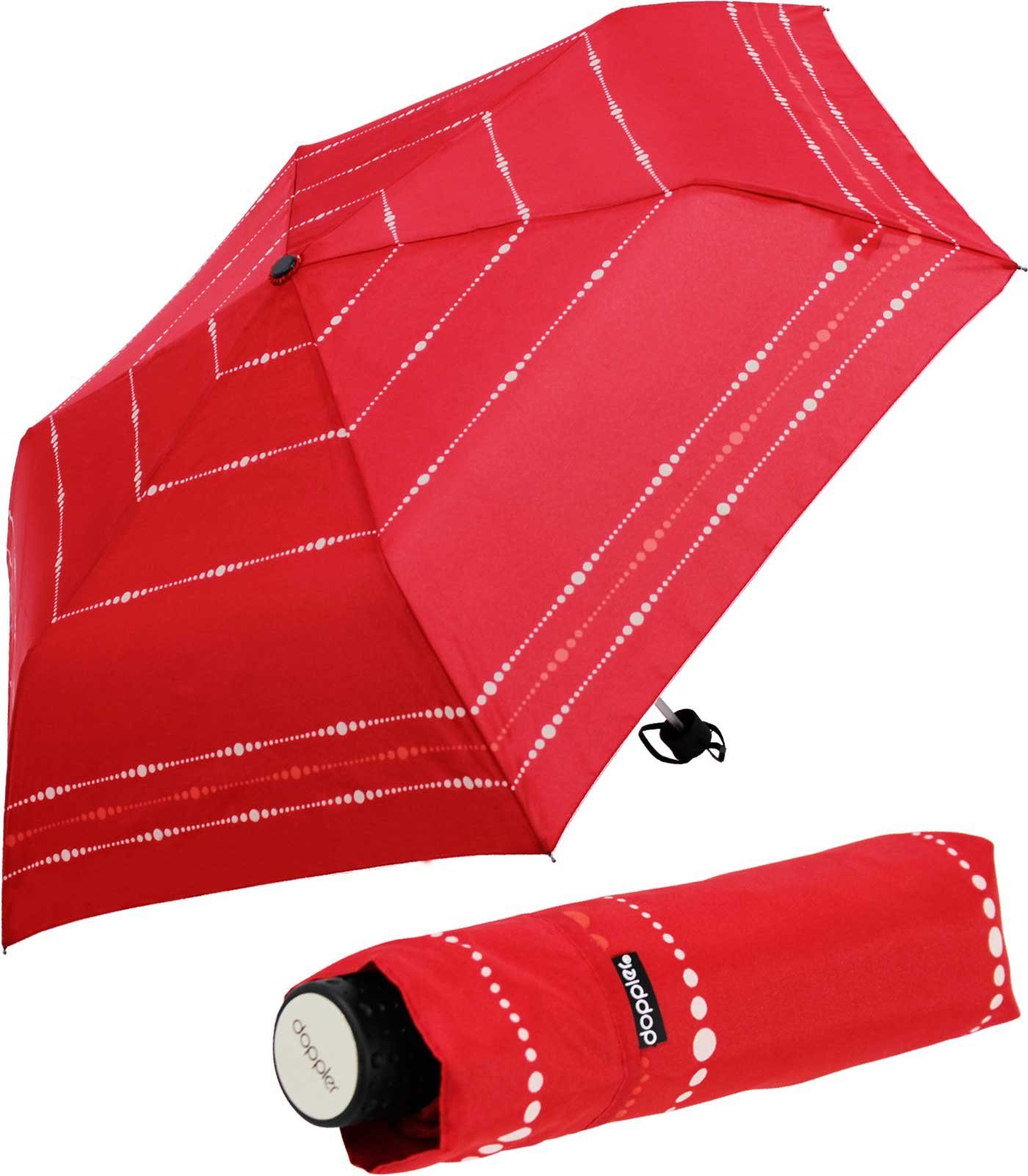 doppler® Taschenregenschirm Super-Mini Havanna Damen - Sydney, besonders leichter und kleiner Schirm, passt in jede Tasche rot