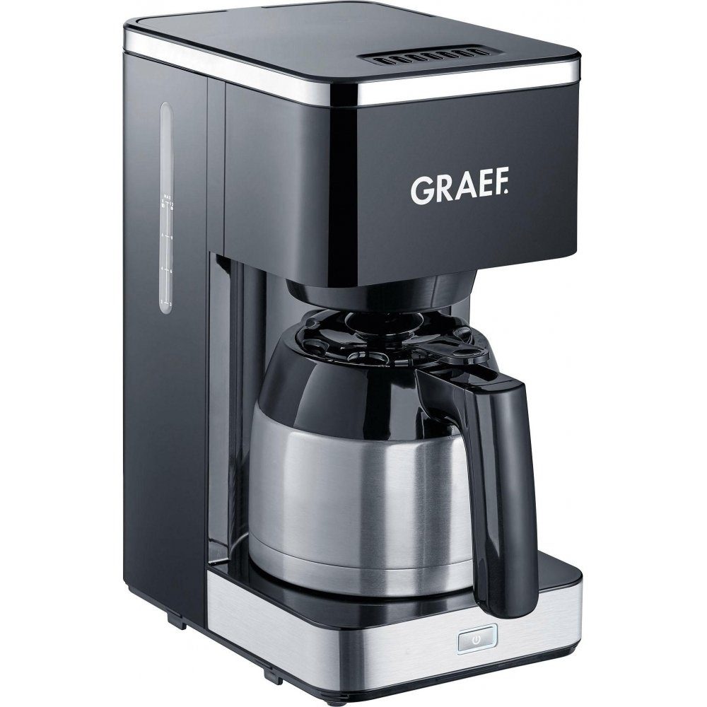 Graef Filterkaffeemaschine FK mit Kaffeekanne, Korbfilter 412, 1l Betriebskontrollleuchte Thermokanne, 1x4, schwarz