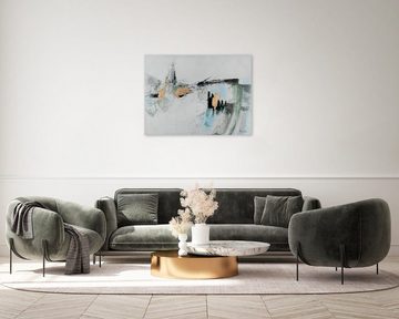 KUNSTLOFT Gemälde Abstractionist Landscape 100x75 cm, Leinwandbild 100% HANDGEMALT Wandbild Wohnzimmer