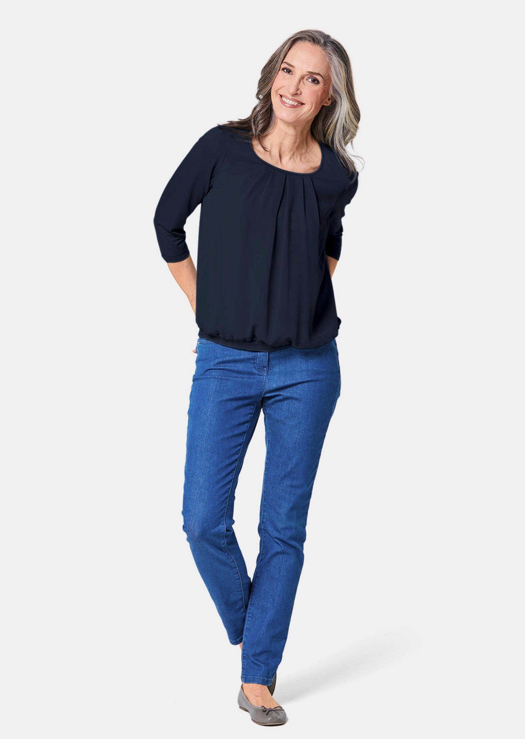 GOLDNER Shirtbluse Chiffon-Shirt mit 3/4-Arm, Rundhals Damen Sommerbluse, H günstig online kaufen