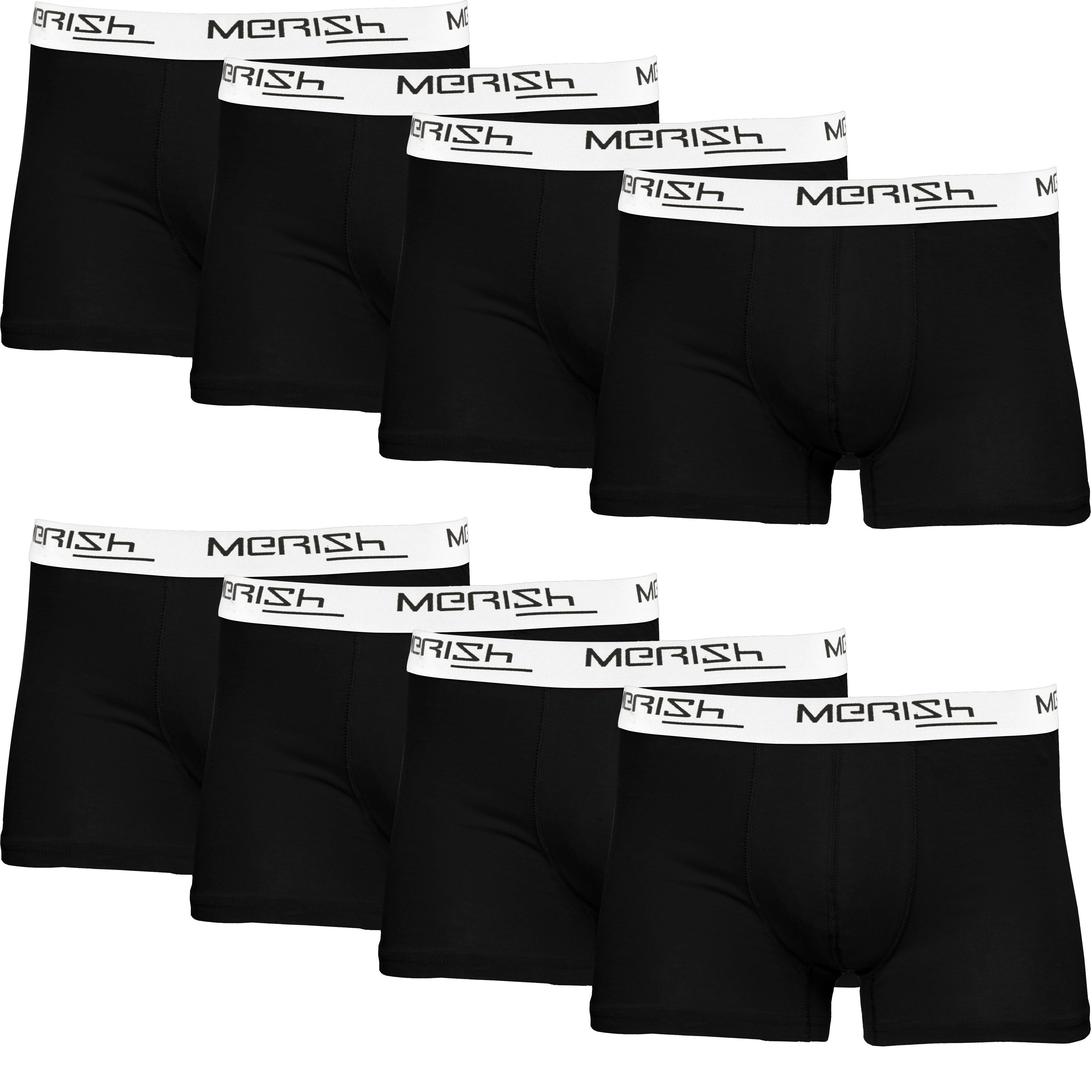 MERISH Boxershorts Herren Männer Unterhosen Baumwolle Premium Qualität perfekte Passform (Vorteilspack, 8er-Pack) S - 7XL 215b-schwarz