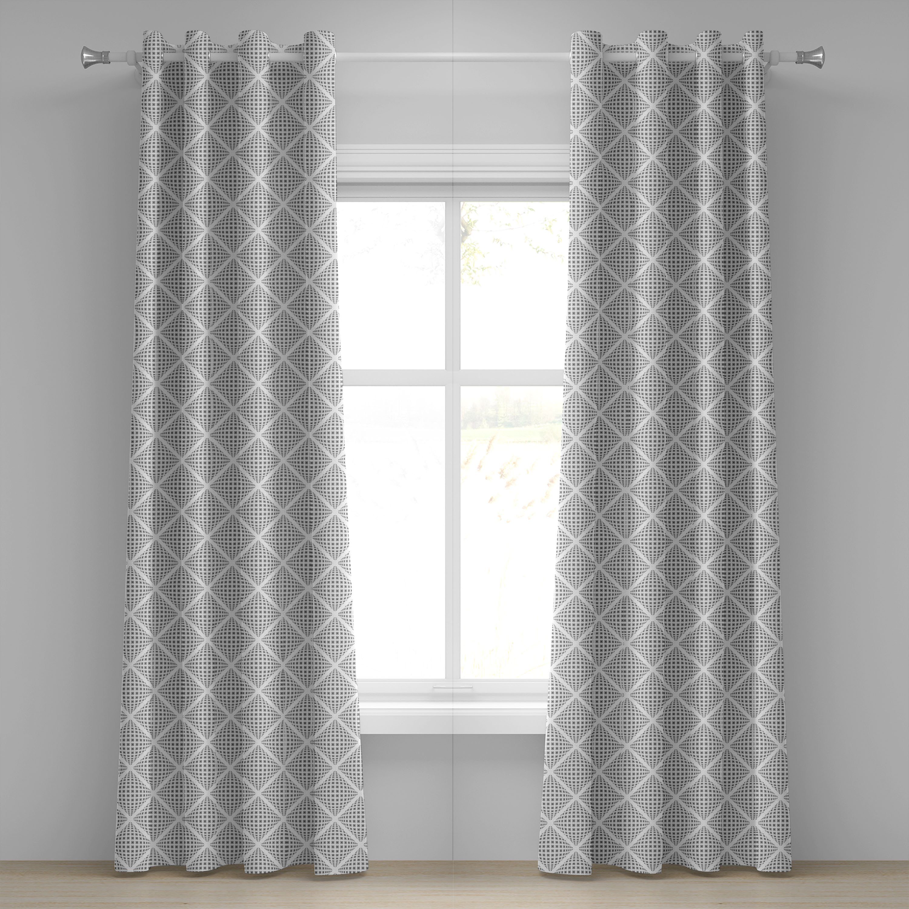 Gardine Dekorative 2-Panel-Fenstervorhänge für Schlafzimmer Wohnzimmer, Abakuhaus, Geometrisch Digital-Diamant-Formular