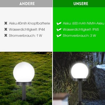 LETGOSPT Gartenleuchte 4x LED Solarleuchte Garten Kugel Leuchte mit Erdspieß