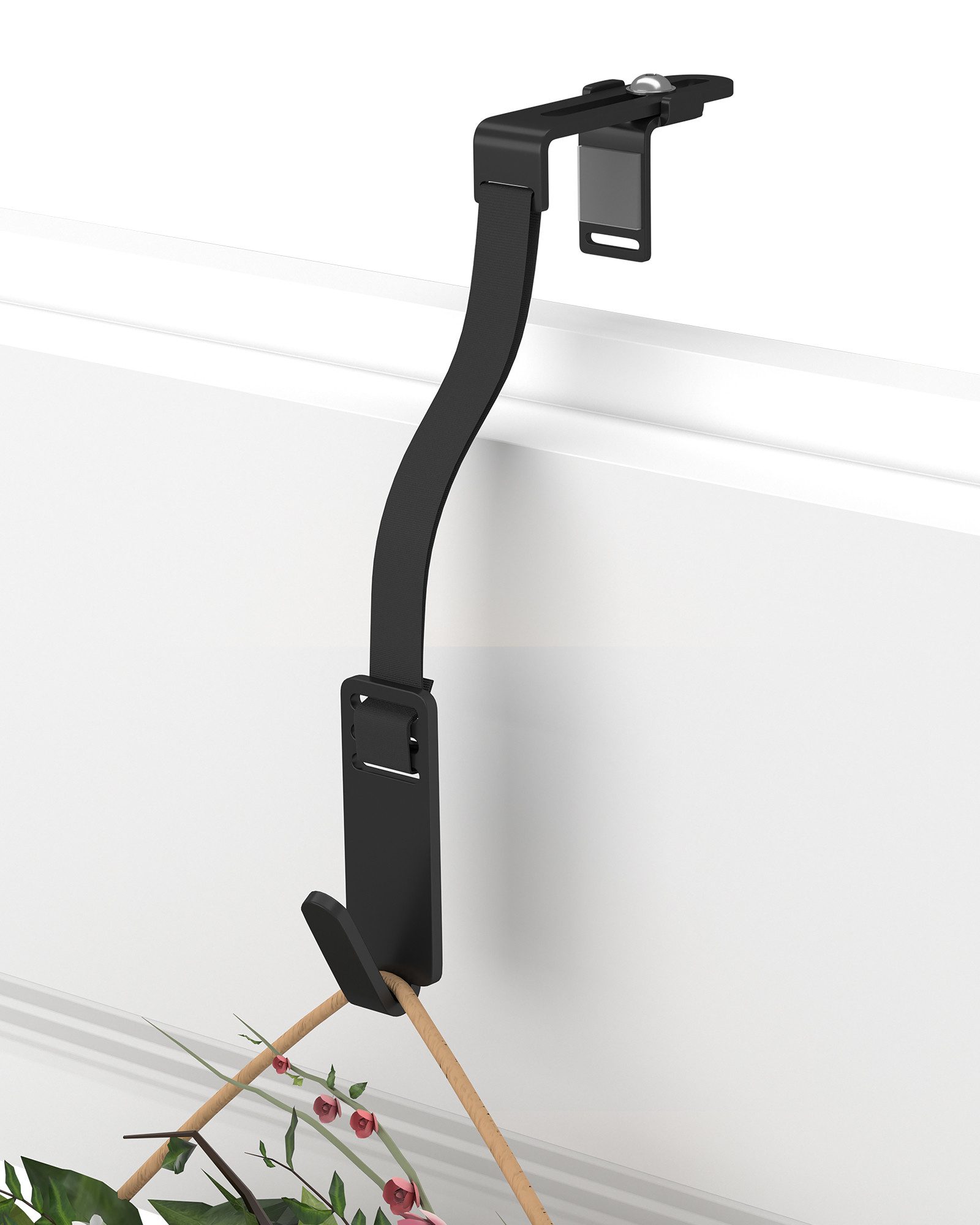 MDCASA Türhaken I Türkranzhalter zum Einhängen inkl. flexiblem Band, für nahezu alle Haustüren, Beidseitig verwendbar, wetterfest, Tragkraft bis zu 3 kg
