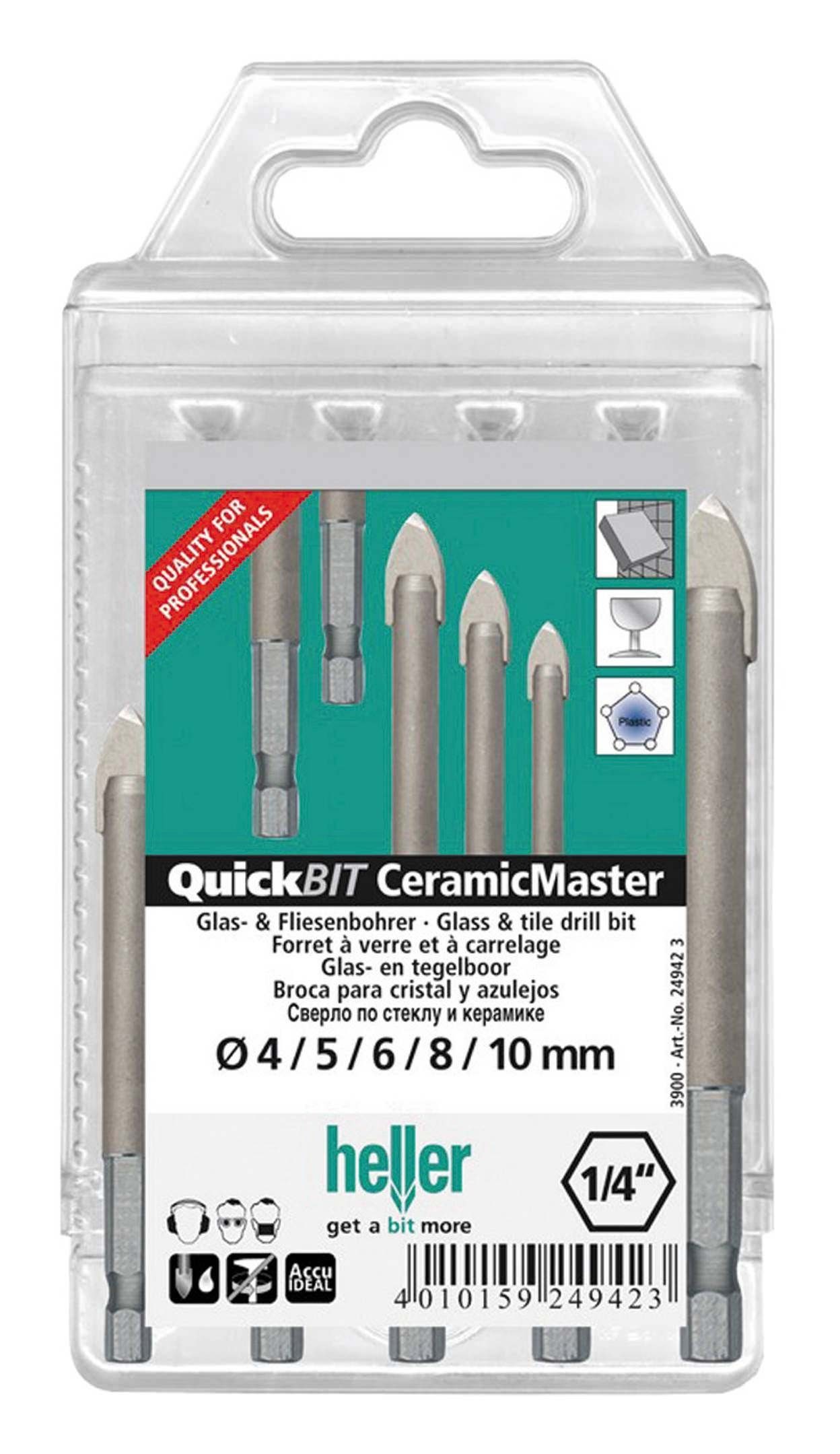 Heller Universalbohrer, (5-tlg), Glasbohrer CeramicMaster Satz 5tlg