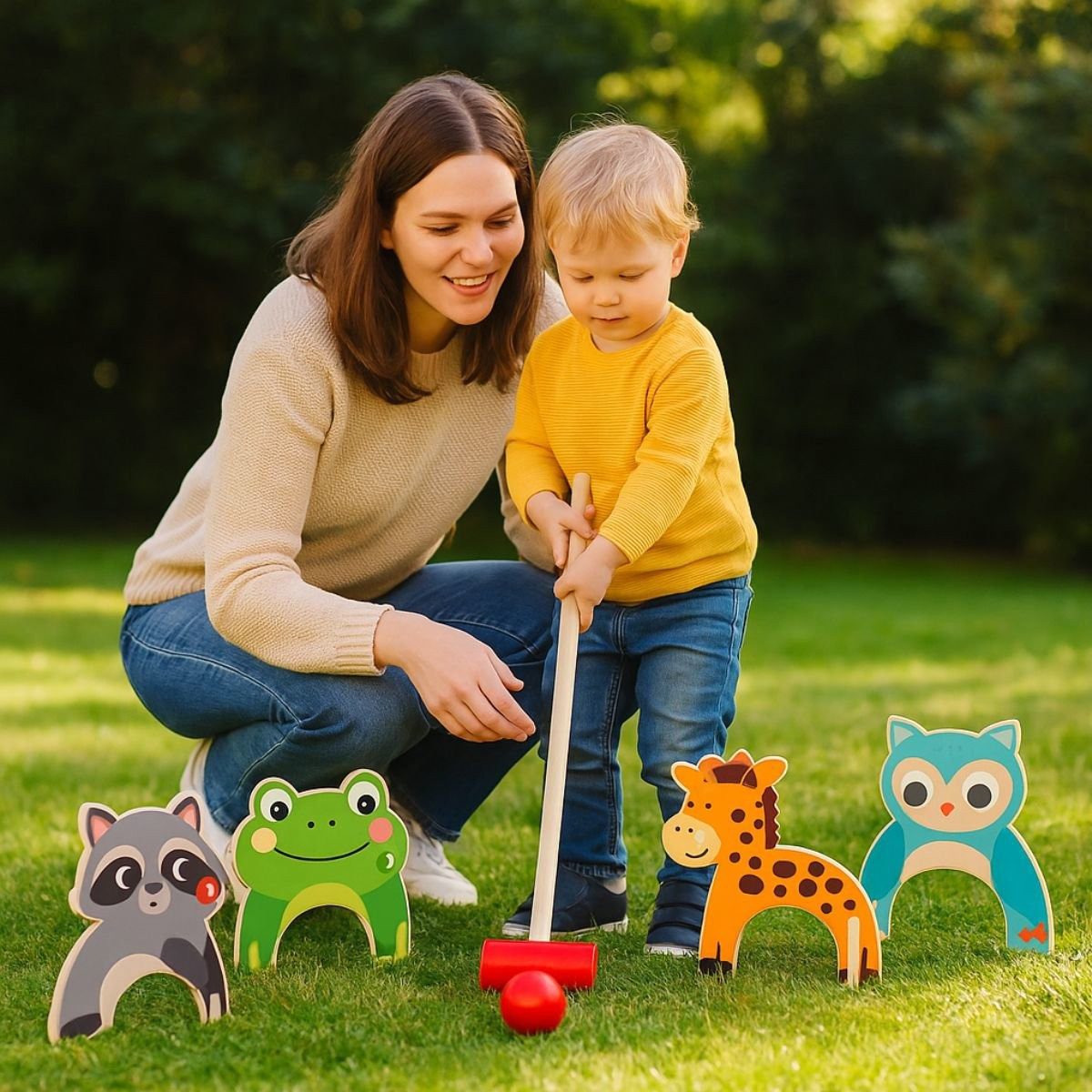 Eddy Toys Outdoor-Spielzeug Eddy Toys Krocket Spiel Tier 8 Stück, Holz