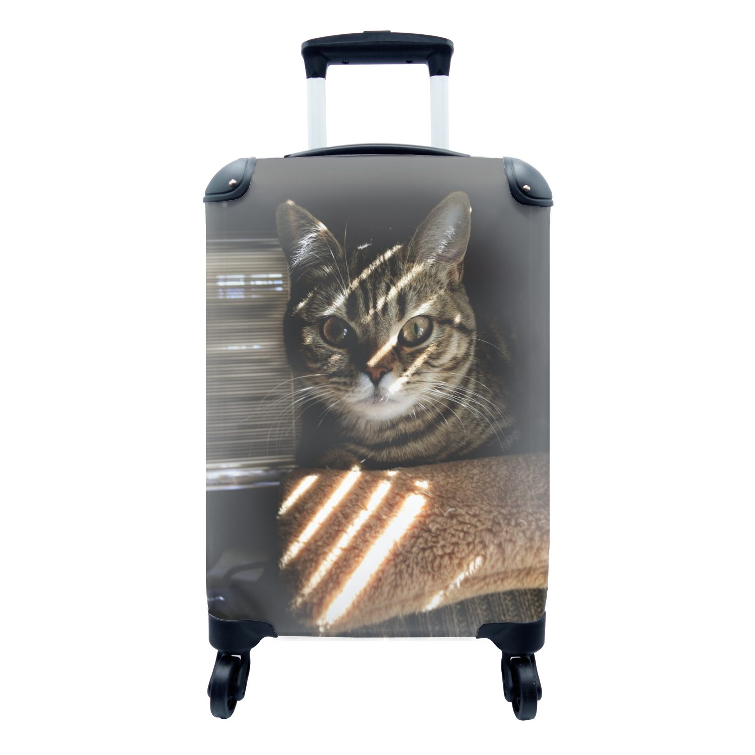 MuchoWow Handgepäckkoffer Katze - Kissen - Licht, 4 Rollen, Reisetasche mit rollen, Handgepäck für Ferien, Trolley, Reisekoffer