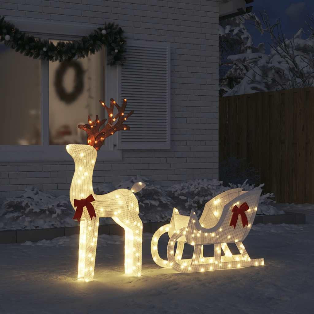 vidaXL Dekolicht Licht Weihnachtsbeleuchtung LED Rentiere mit Schlitten 100 LEDs Kaltwe