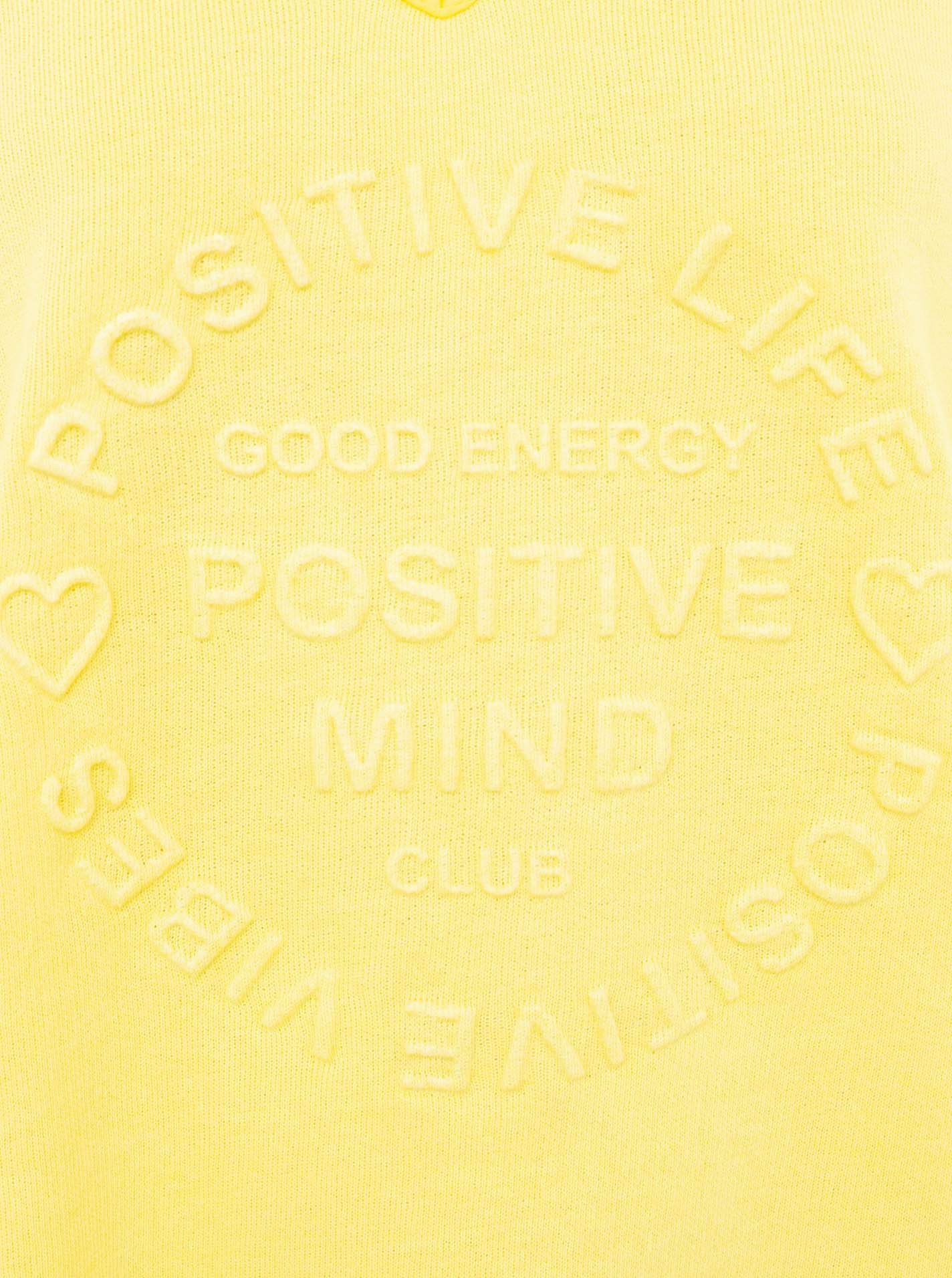 Zwillingsherz Sweatshirt "Positive Mind" ausgefranster V-Ausschnitt, Used Look, Langarm, Schriftzug – Bild 5 von 5