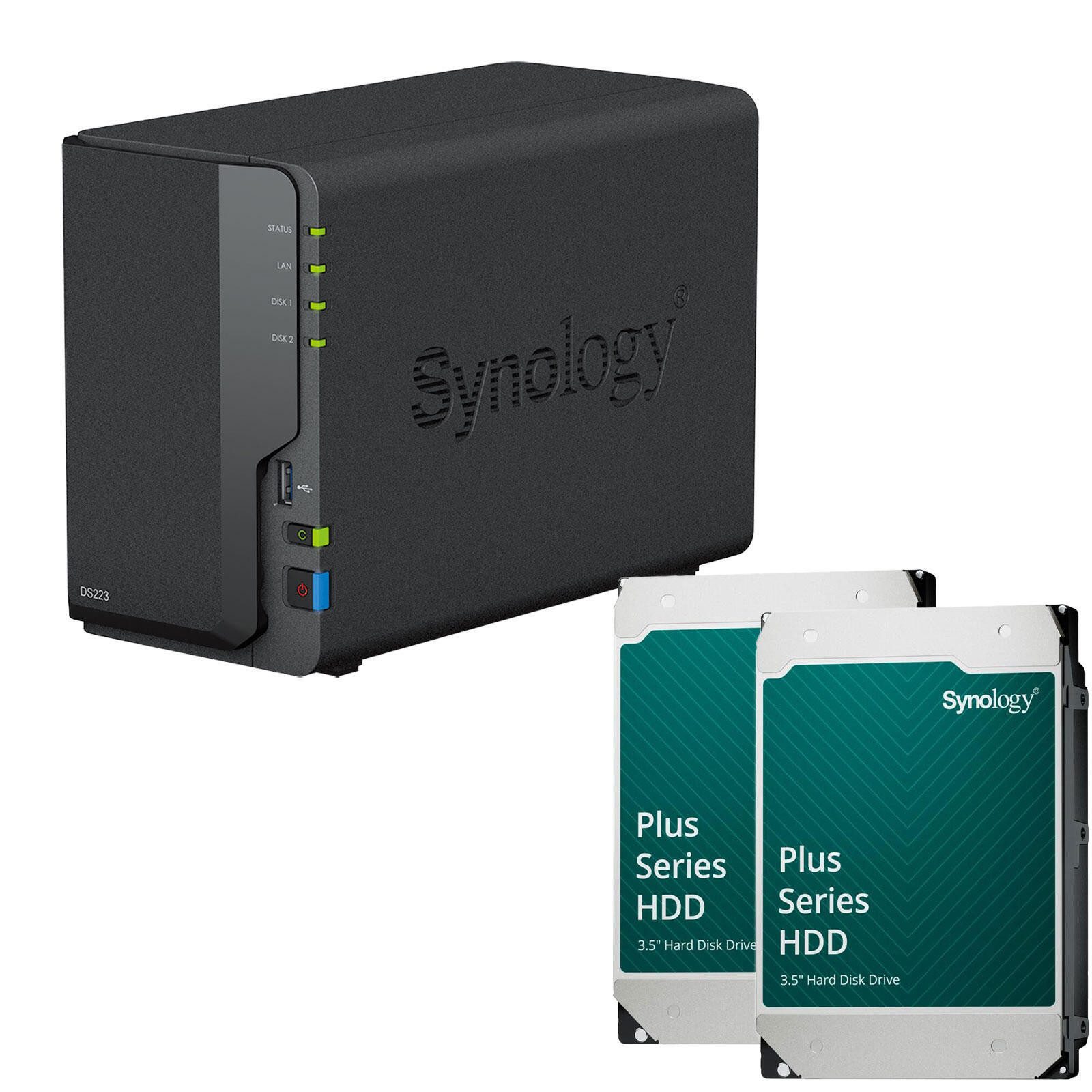 Synology Synology DS223 + 2 x Synology Plus 3.5' SATA HAT33 HDD-NAS-Festplatte