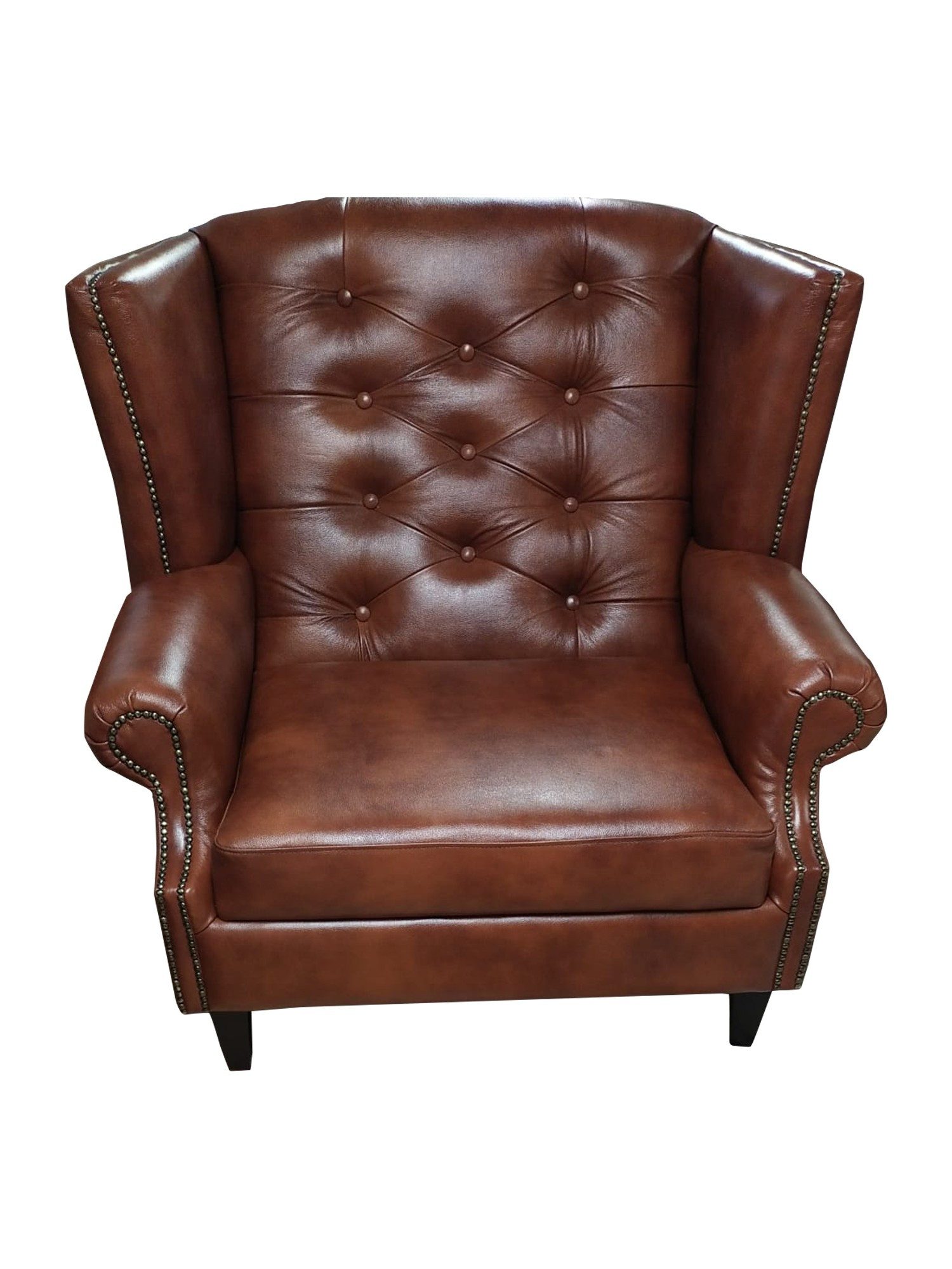 Xlmoebel Ohrensessel Luxus Chesterfield Sessel aus Leder in Braun für modernes Wohnen (1-St), Made in Europa
