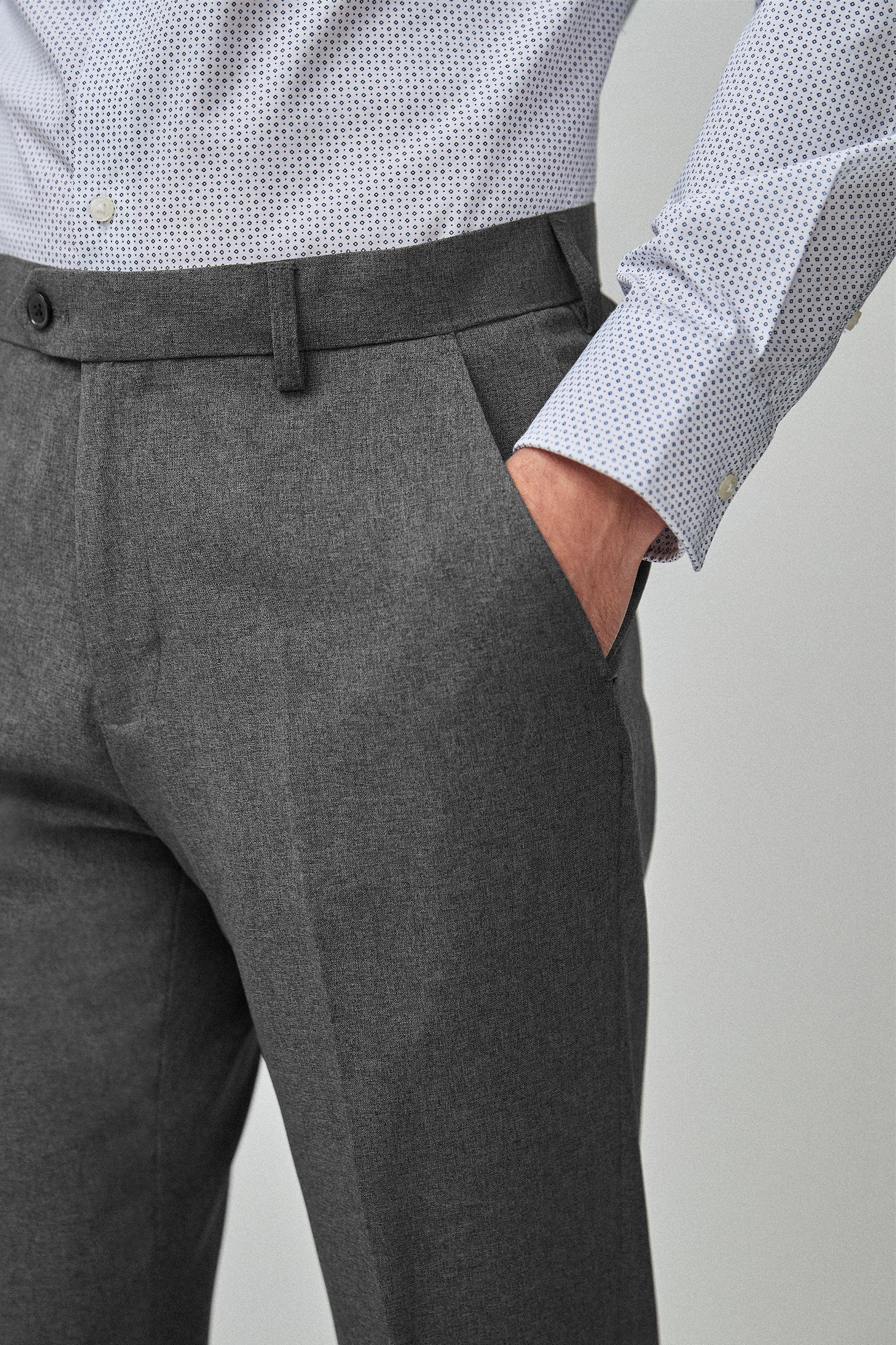 Next Stretch-Hose Hose mit schlichter Grey Maschinenwäsche (1-tlg) Vorderseite