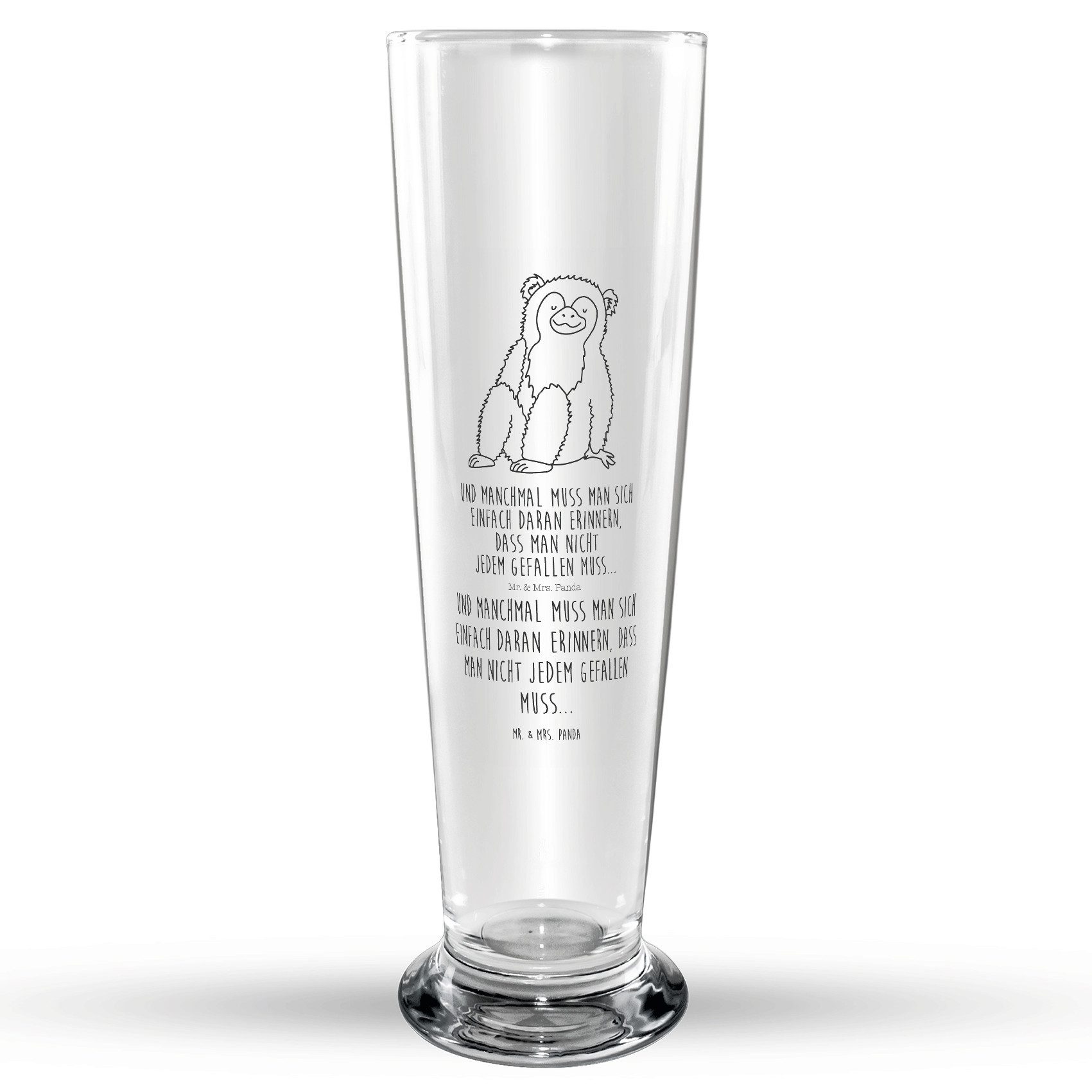 Mr. & Mrs. Panda Bierglas Affe - Transparent - Geschenk, Bierkrug, Bier Glas, Bierglas, Liebe, Premium Glas, Elegantes Design