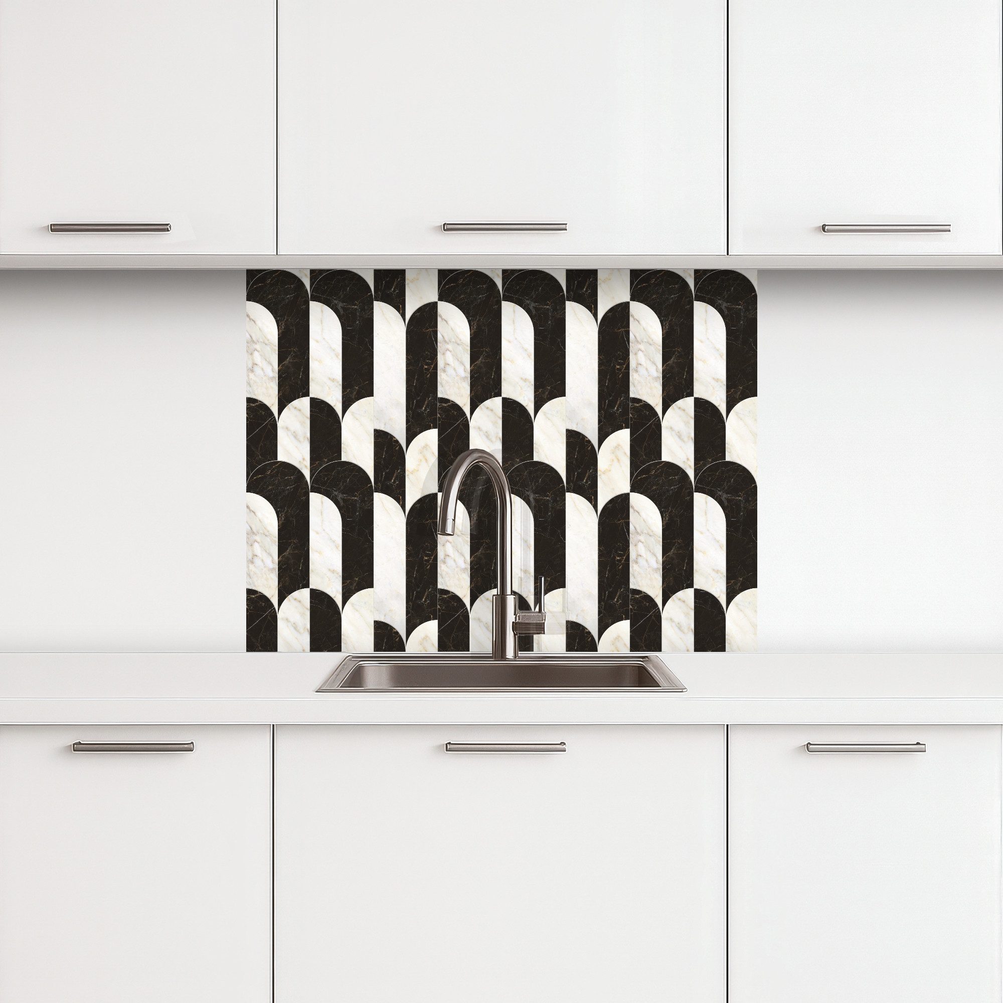 KitchenYeah Küchenrückwand selbstklebend Bögen - Kacheln - Marmor - Schwarz günstig online kaufen