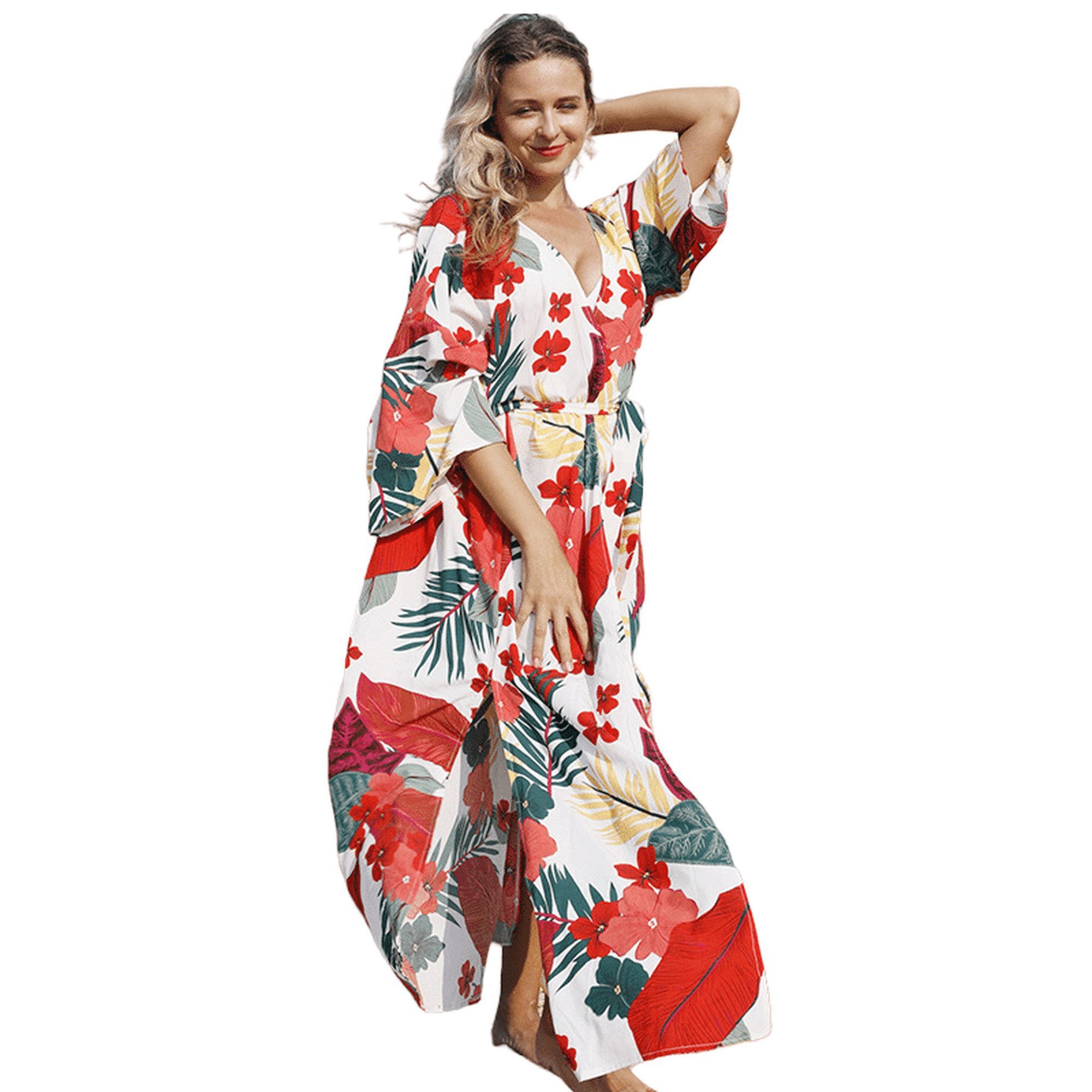 YRIIOMO Strandkleid Eleganter Damen Strandkimono aus günstig online kaufen