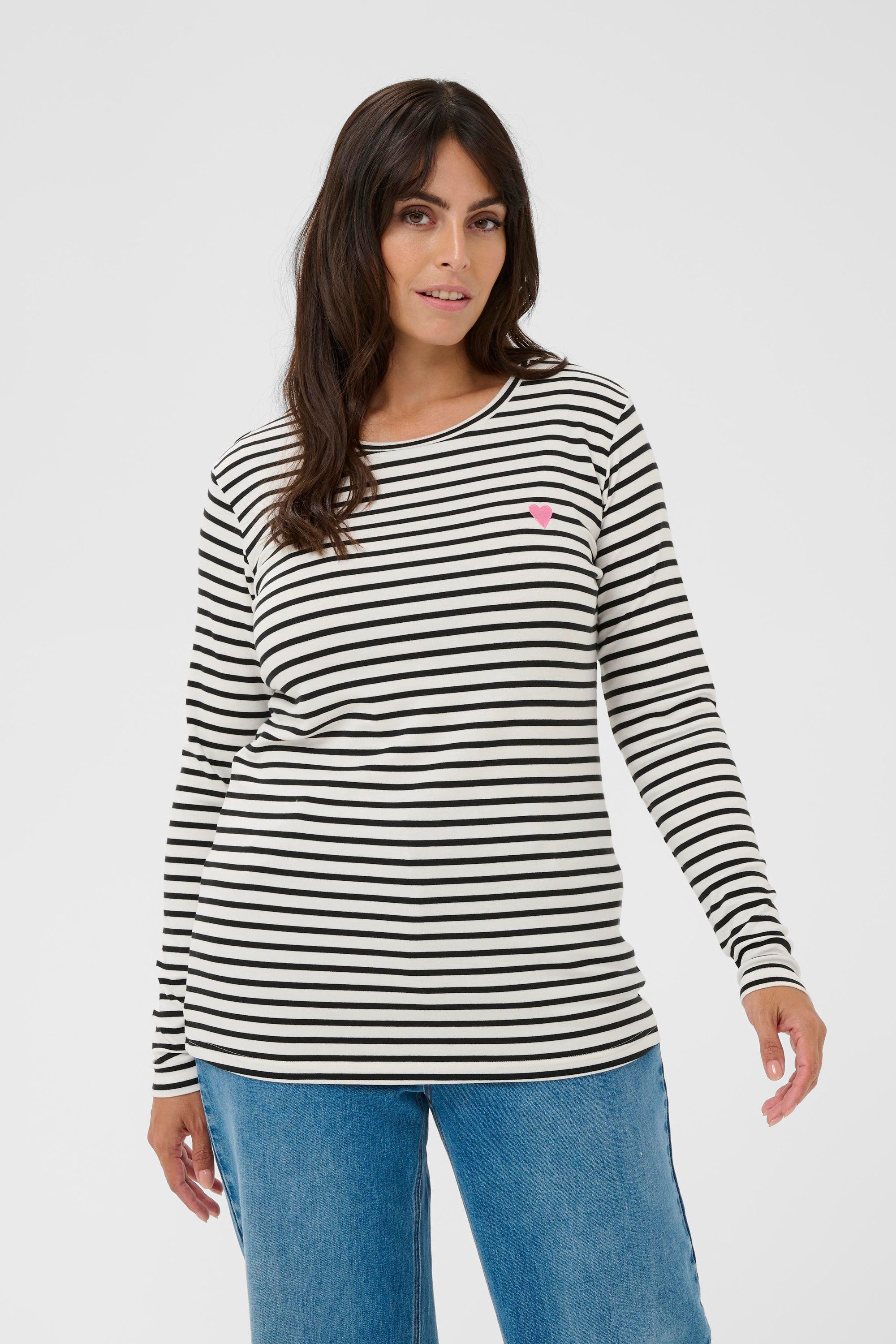 KAFFE Curve Langarmbluse Langarm-Shirt KClia Große Größen