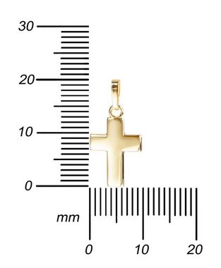 JEVELION Kreuzkette kleiner Kreuzanhänger 750 Gold - Made in Germany (Goldkreuz, für Damen und Kinder), Mit Kette vergoldet- Länge wählbar 36 - 70 cm oder ohne Kette.