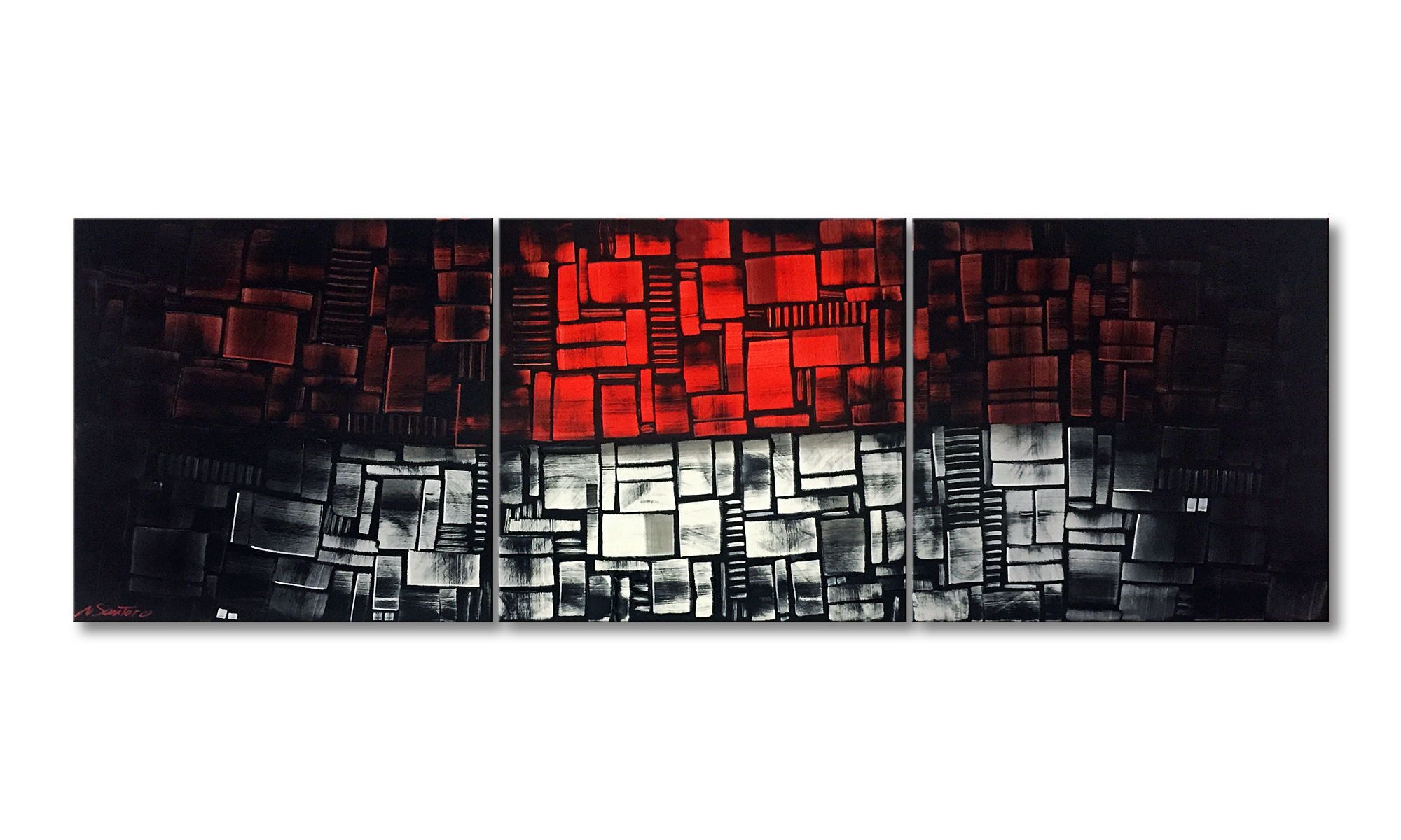 WandbilderXXL XXL-Wandbild Heaven And Hell 210 x 70 cm, Abstraktes Gemälde, handgemaltes Unikat