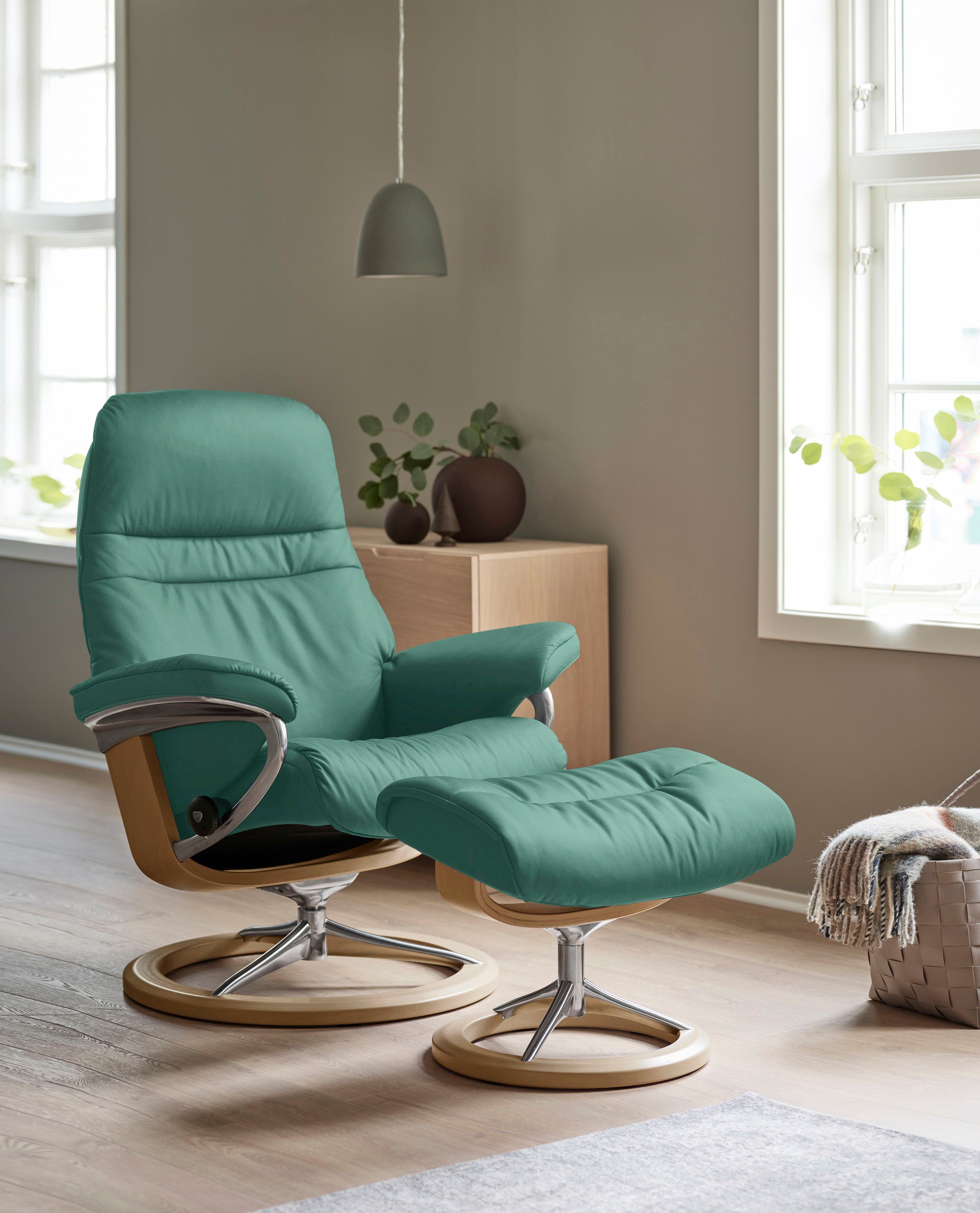 Stressless® Relaxsessel Sunrise (Set, Relaxsessel mit Hocker), mit Signature Base, Größe S, Gestell Eiche