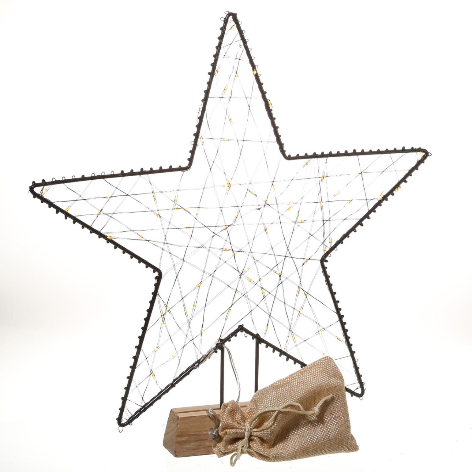 MARELIDA LED Stern LED Leuchtstern Dekostern Metallstern Weihnachtsstern H: 58cm Timer, LED Classic, ultra-warmweiß / bernstein (1800K bis 2100K)