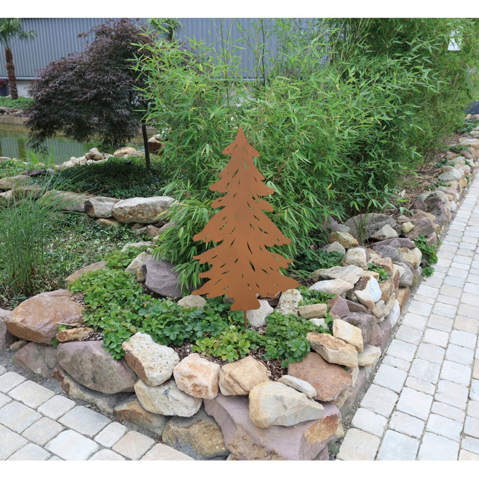 BURI Gartenstecker Gartenstecker Tannenbaum 107cm Metall Garten Dekoration Weihnachten