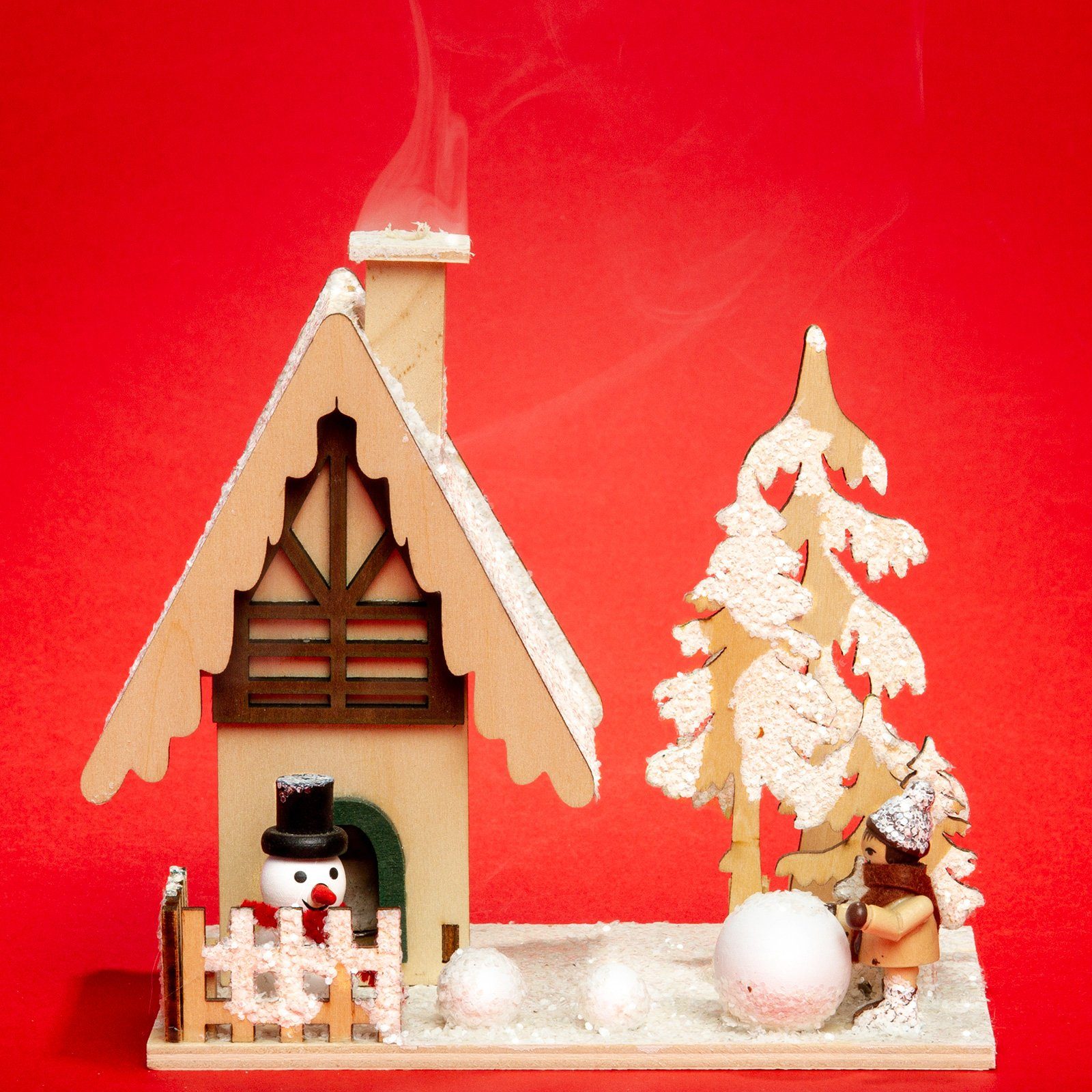 mit SIKORA großes Holz aus Weihnachtsfigur RM-Z04 Winterlandschaft Räucherhaus