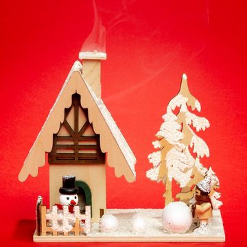 SIKORA Weihnachtsfigur RM-Z04 großes Räucherhaus aus Holz mit Winterlandschaft