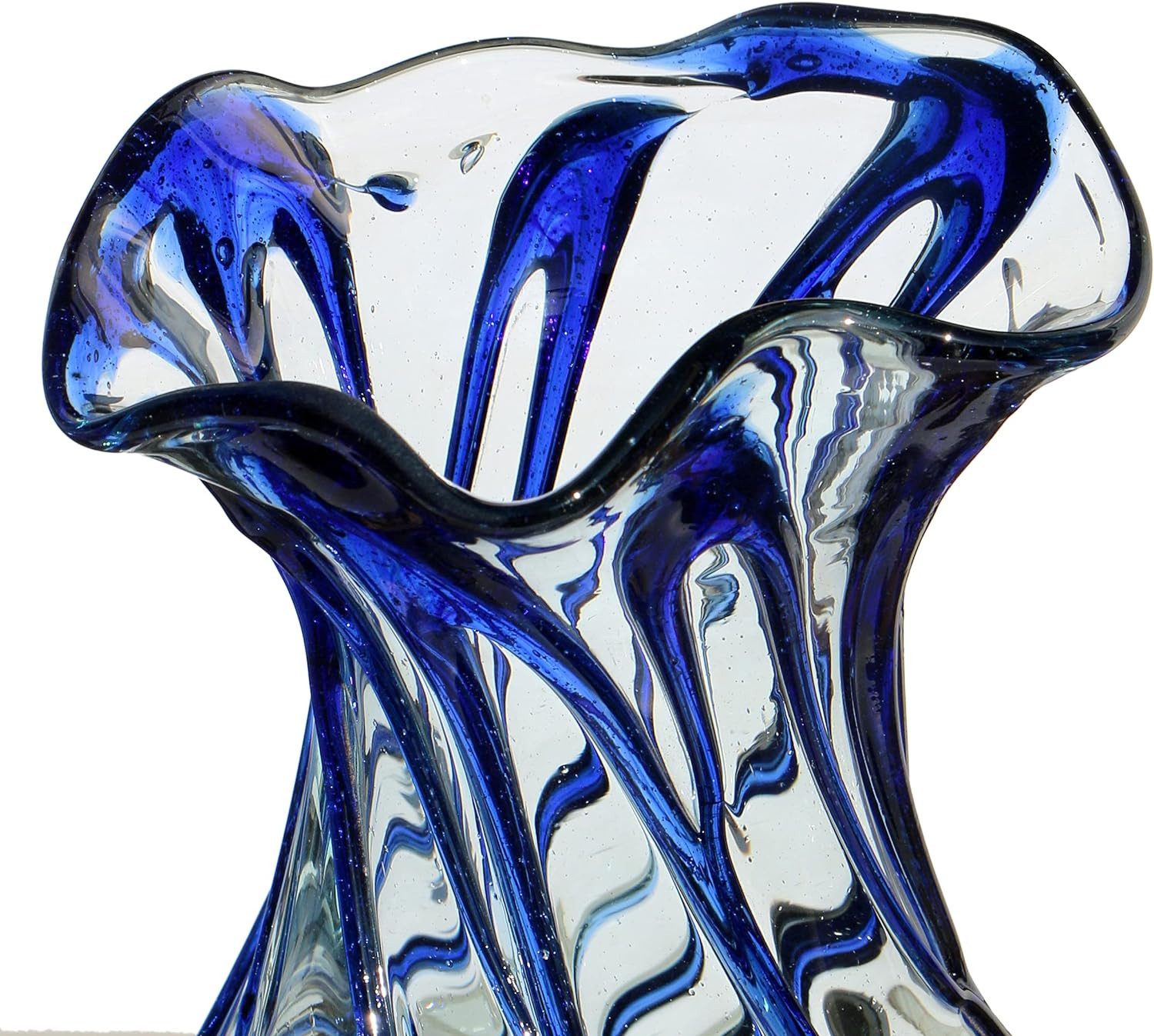 Wogeka Dekovase Dekovase Glas-Vase "Venezia" auf Wurzel-Holz Teakholz Gamal