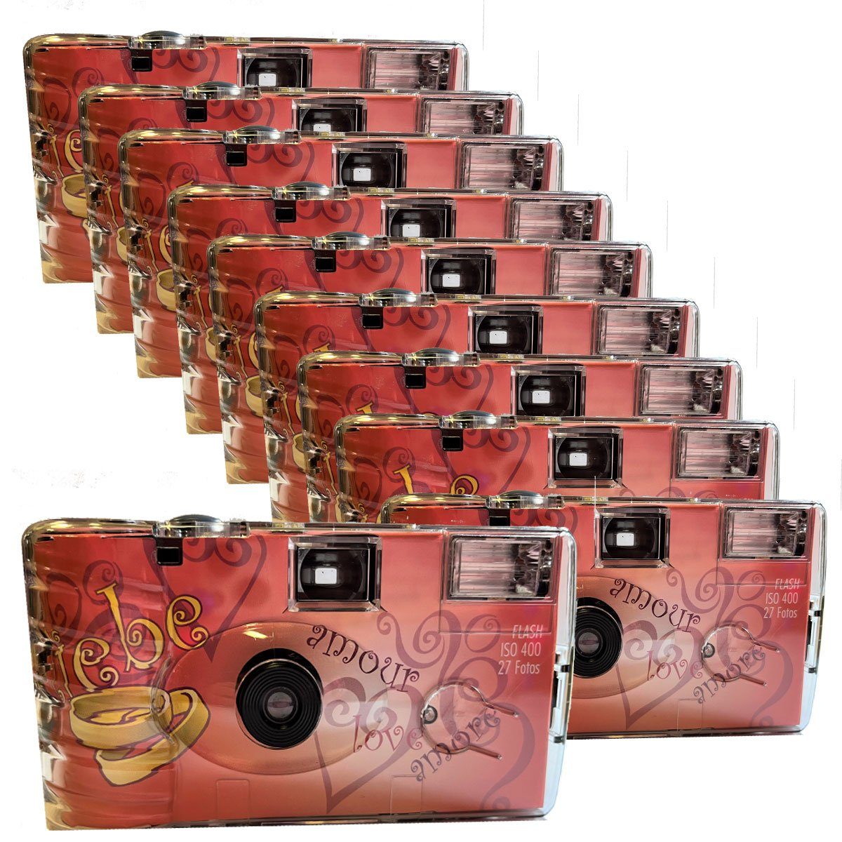 TopShot 10 x Einwegkamera Sonderposten Hochzeit Amore Rot MHD: 12.2025 Einwegkamera
