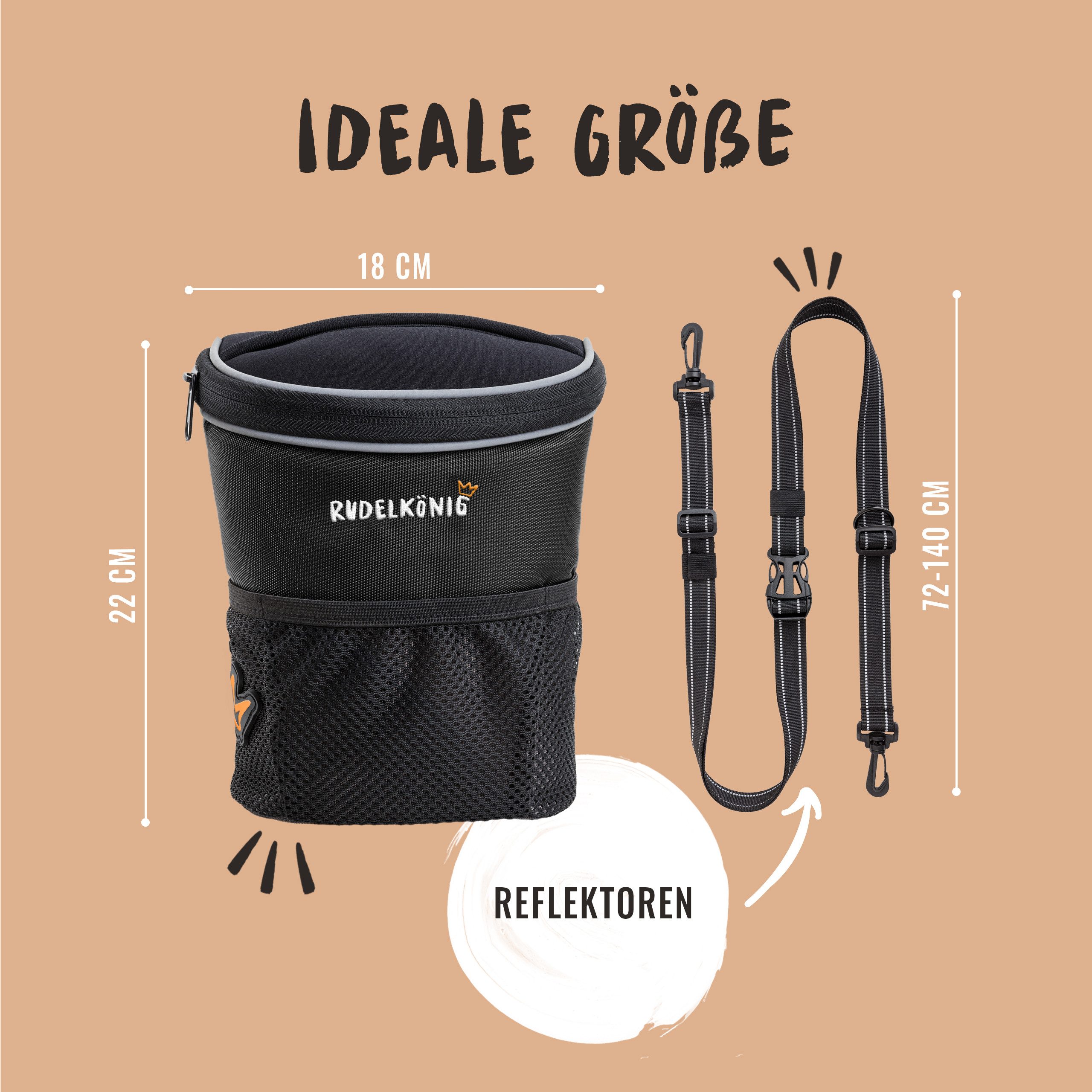 Rudelkönig Leckerlibeutel Leckerlitasche für Hunde, Futterbeutel mit Aufbewahrungstasche (1-tlg), Snack-Beutel für Hunde mit Kotbeutelspender zum Umhängen
